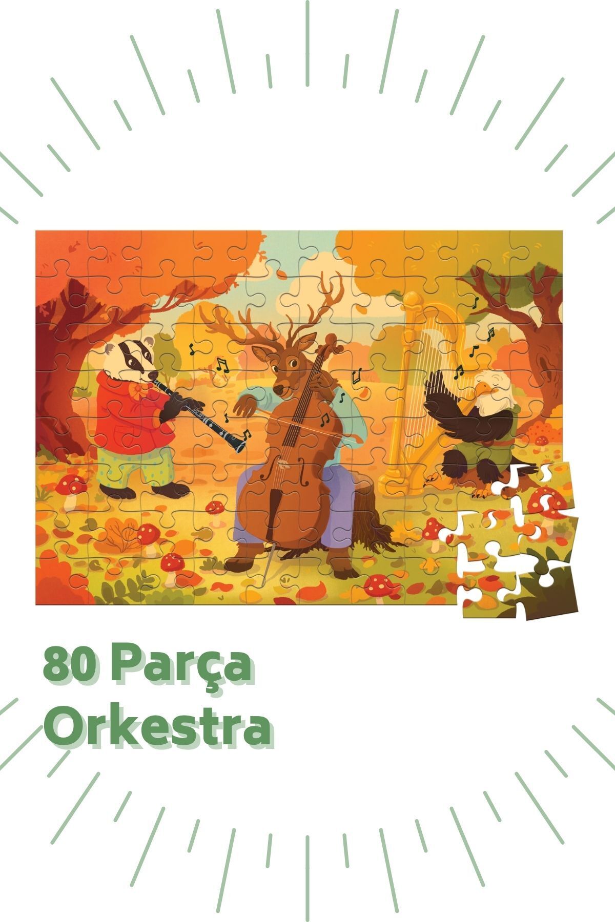 Bonkido 80-96-96 Parça Puzzle 3'lü Set Orkestra - Çufçuf Tren - Inşaat fotoğrafı 2 (önizleme)
