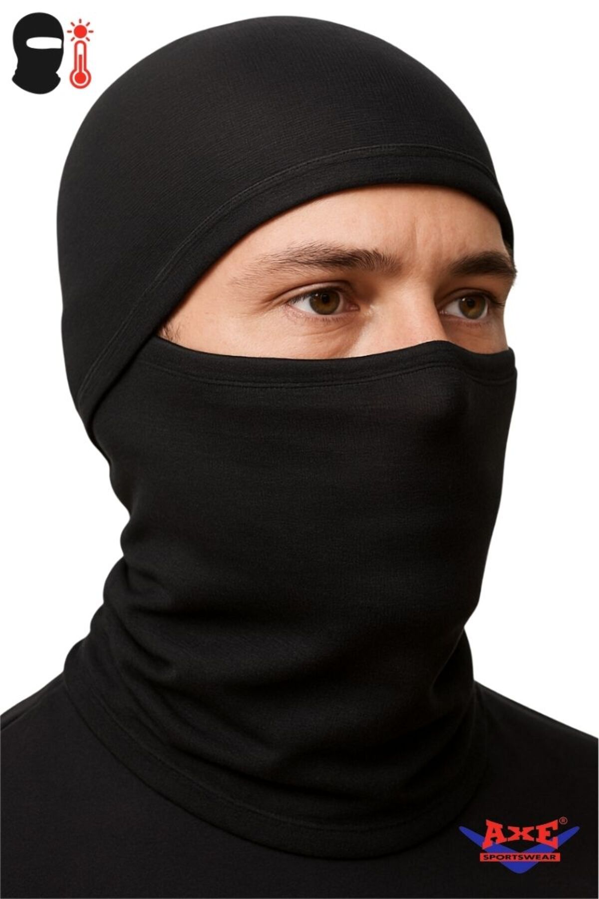 AXE SPORTSWEAR Unisex Siyah Kışlık Ince Rüzgar Geçirmez Termal Kar Maskesi Balaclava Kayak Motorsiklet Kask Bere görsel 3