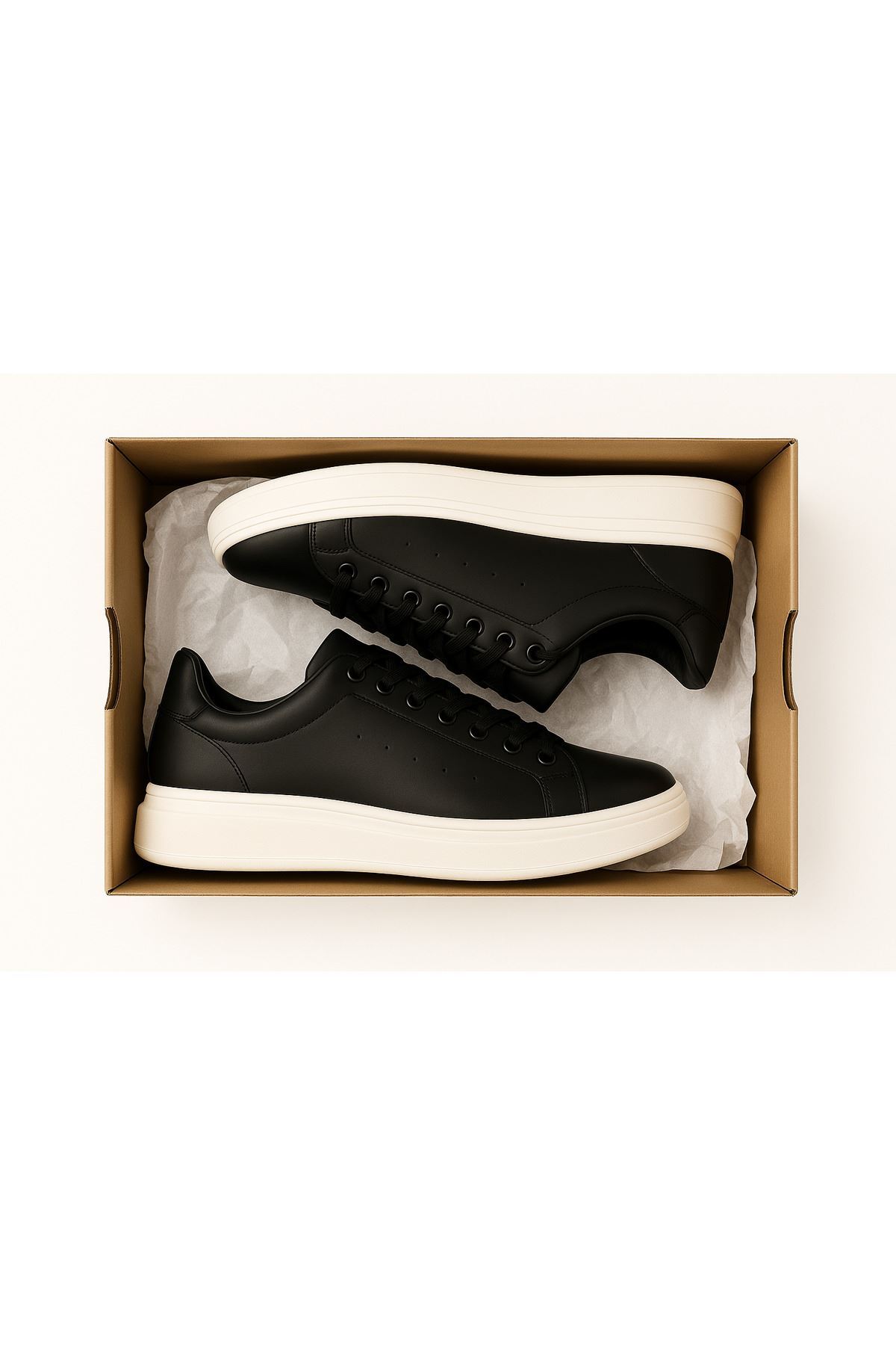 Pluvia Shoes Siyah Deri Bağcıklı Yüksek Tabanlı Erkek Sneaker - Fiyatı
