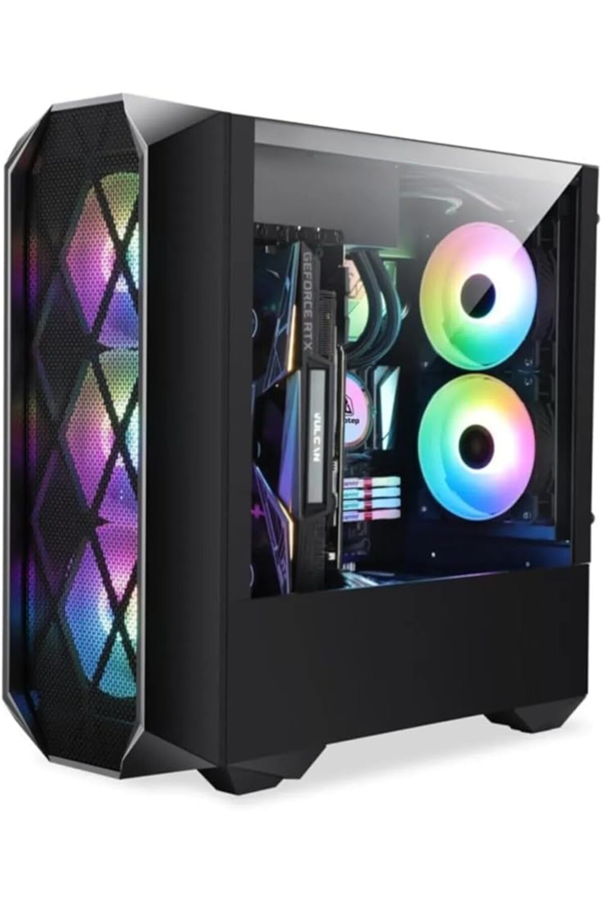 Genel Markalar Orkinos Mesh Panel Dikey Ekran Kartı Takılabilen 4 Full RGB Fanlı ATX Bilgisayar Kasası