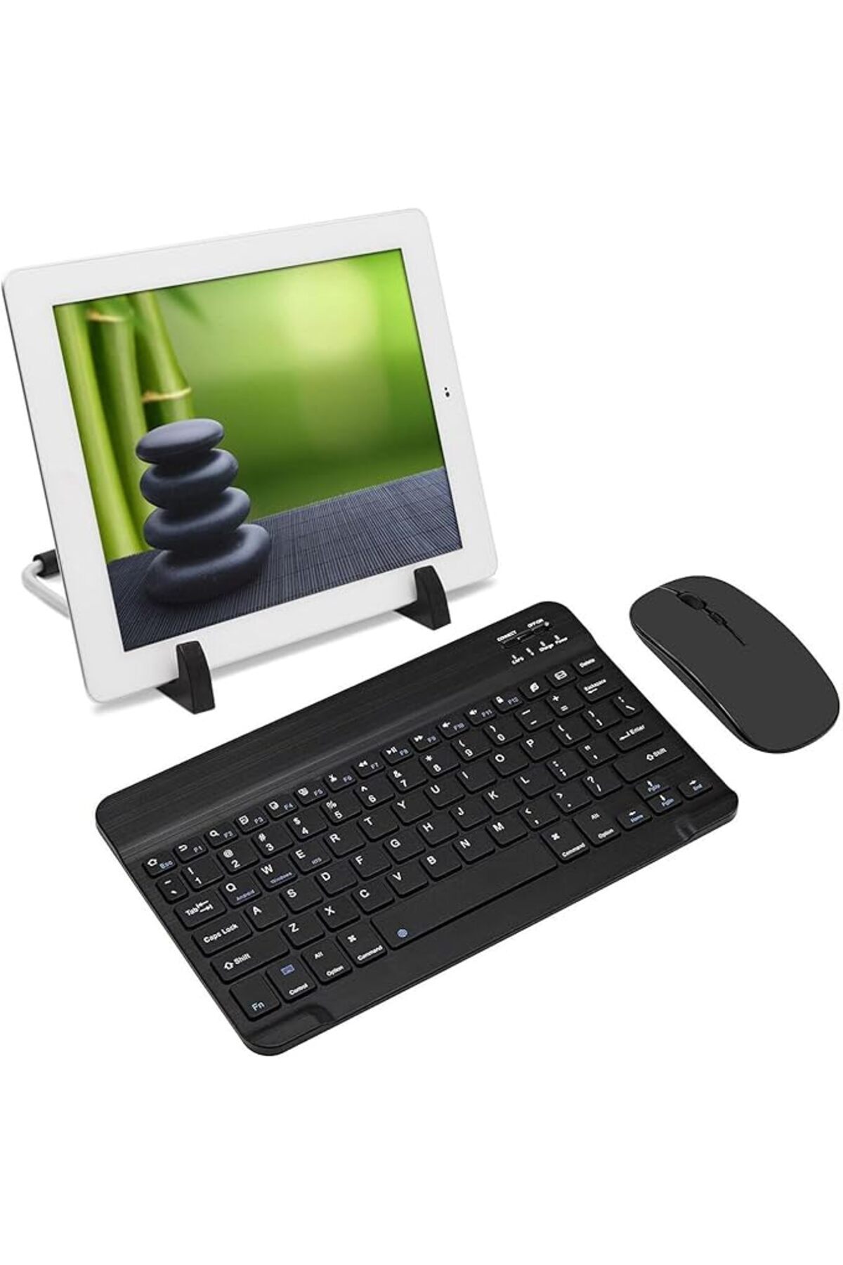 SoyluhanStore Samsung Galaxy Tab A9 ile uyumlu Bluetooth Kablosuz Klavye Mouse + Tablet Standı - FC1088 (Siyah)
