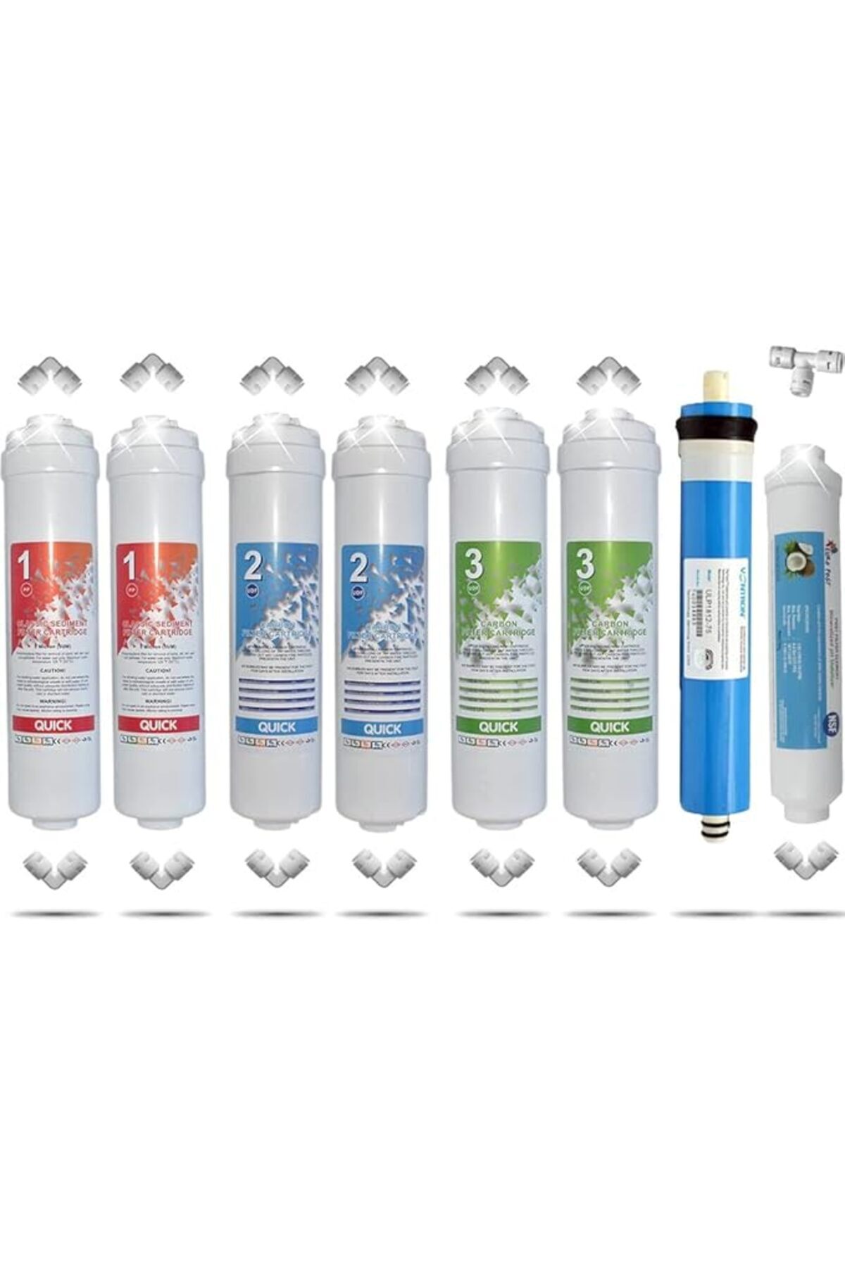 Genel Markalar Kapalı Kasa 12'' Su Arıtma Cihazı Filtresi Vontron Membranlı İnline Yıllık Filtre Seti