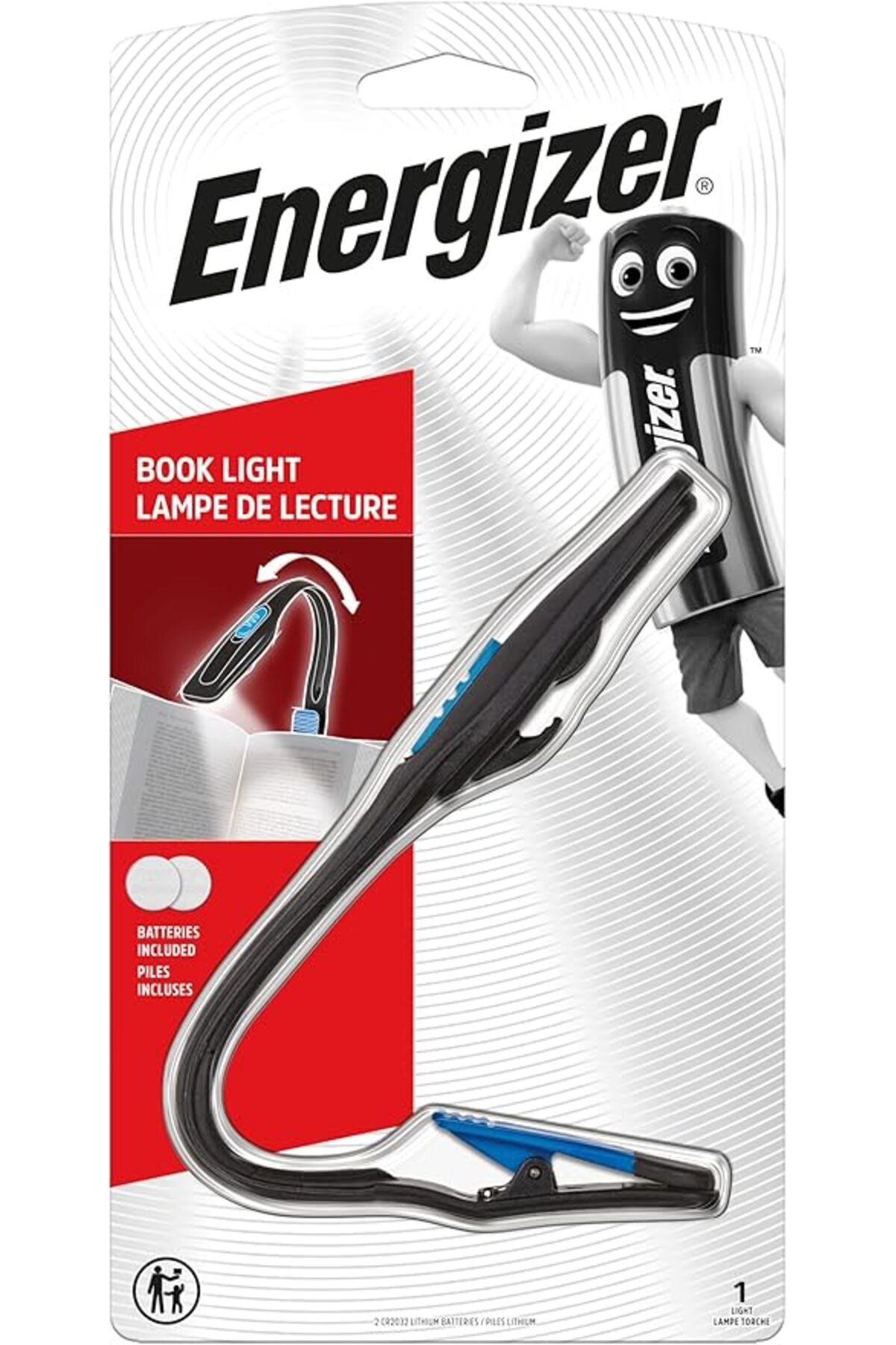 SoyluhanStore FL Booklight Fener ve Pil Seti, Mavi, Gri