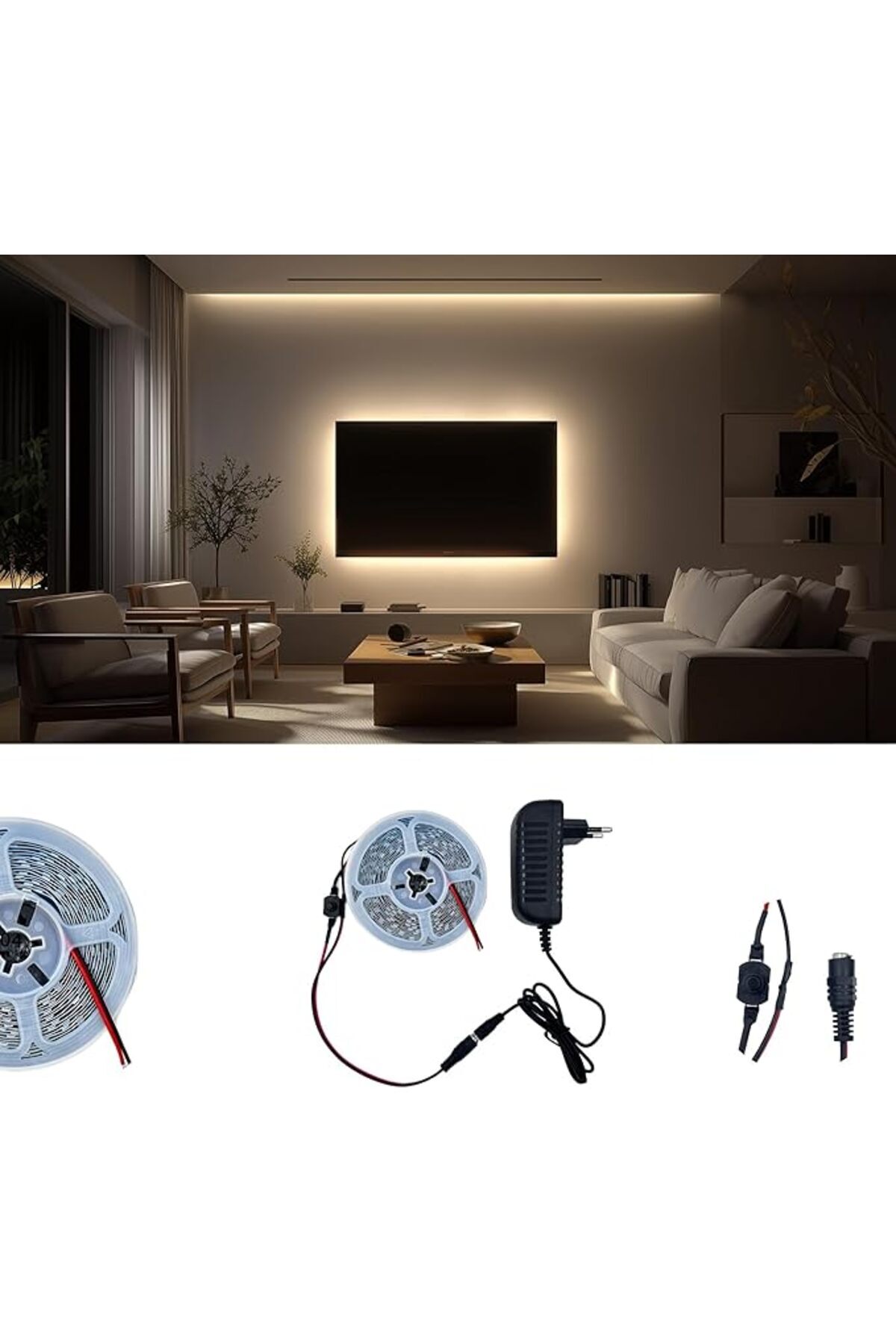 SoyluhanStore Led 3 Metre Günışığı Işık Çıt Çıt Anahtar Tak Çalıştır Hazır Set Adaptör Dahil