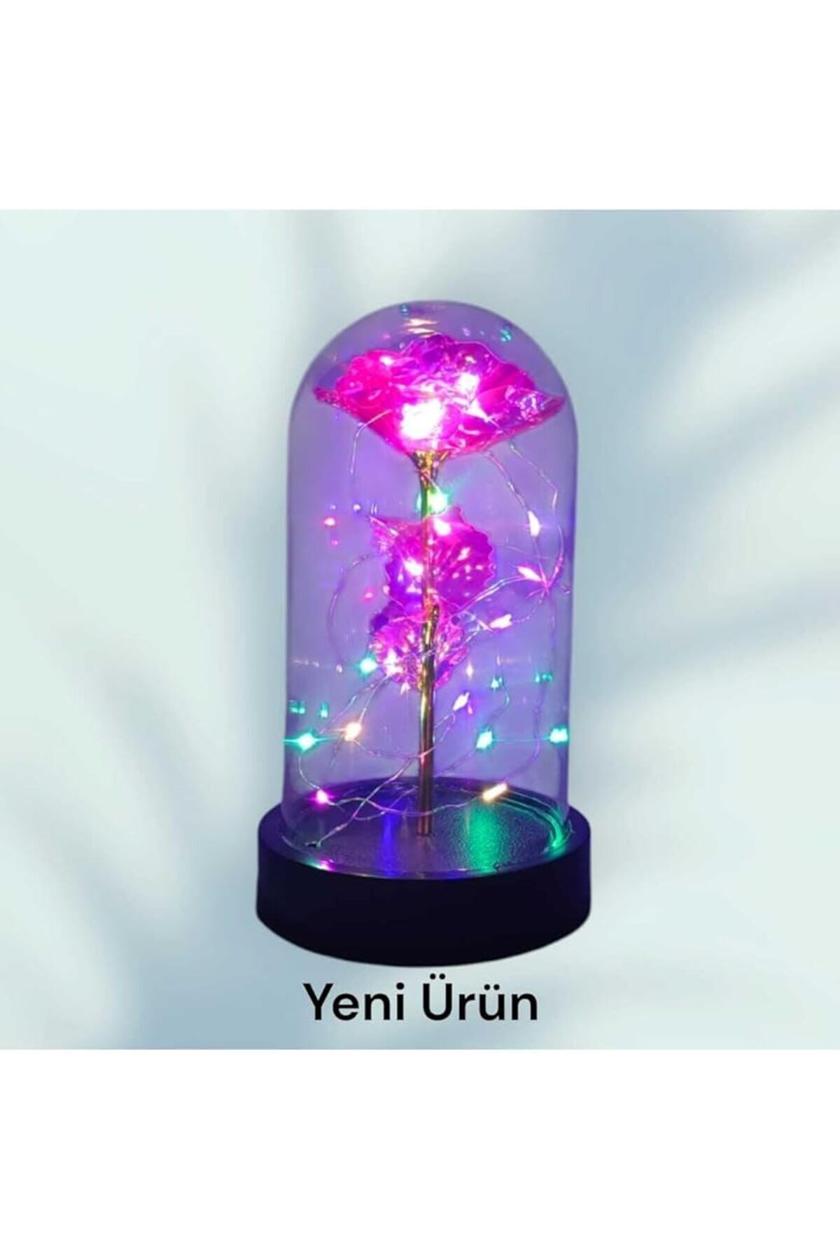 SoyluhanStore Cam Fanus İçerisinde Işıklı Solmayan Sonsuzluk Gülü 5 renk Seçeneği Pembe