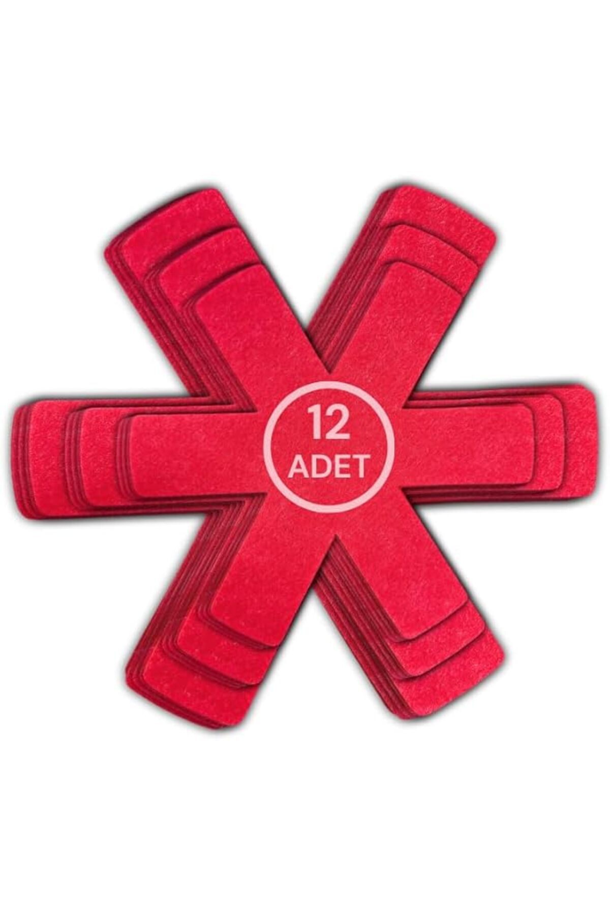 SoyluhanStore 12 Li Set Tencere Tava Koruyucu Borcam Çizdirmez Keçe Düzenleyici (Kırmızı)