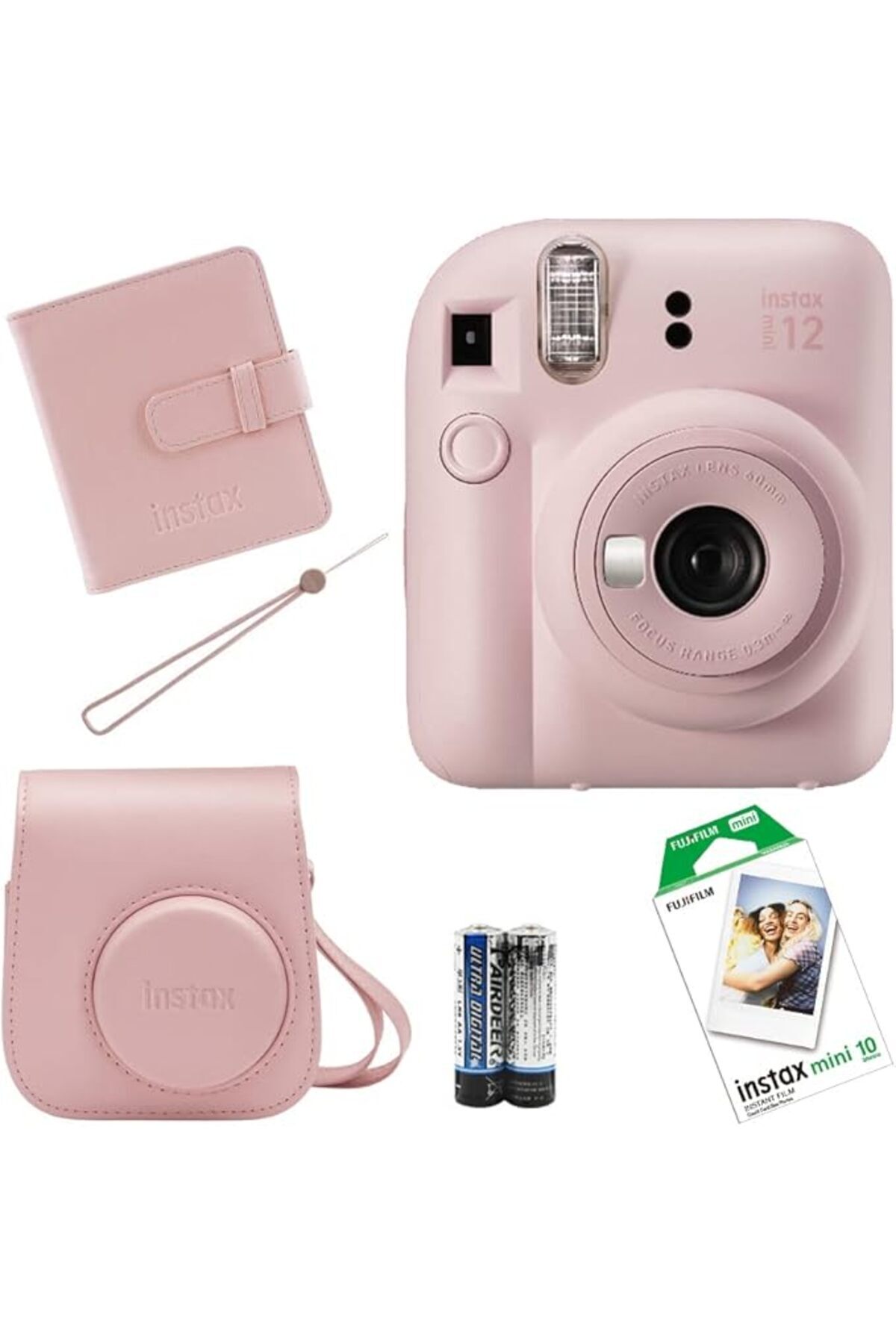 yenibagshop Fujifilm Mini 12 Fotoğraf Makinesi+Çanta+Askı+pil +10'lu film+Albüm (PEMBE)