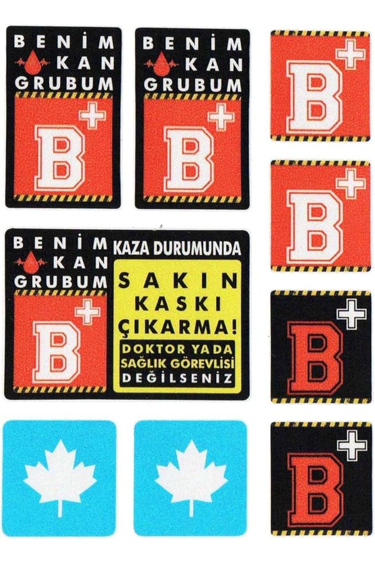 SoyluhanStore Extreme® B Rh+ (Pozitif) Kaskımı Çıkartma Yazılı 7 Parçalı Reflektif Kan Grubu Sticker Seti
