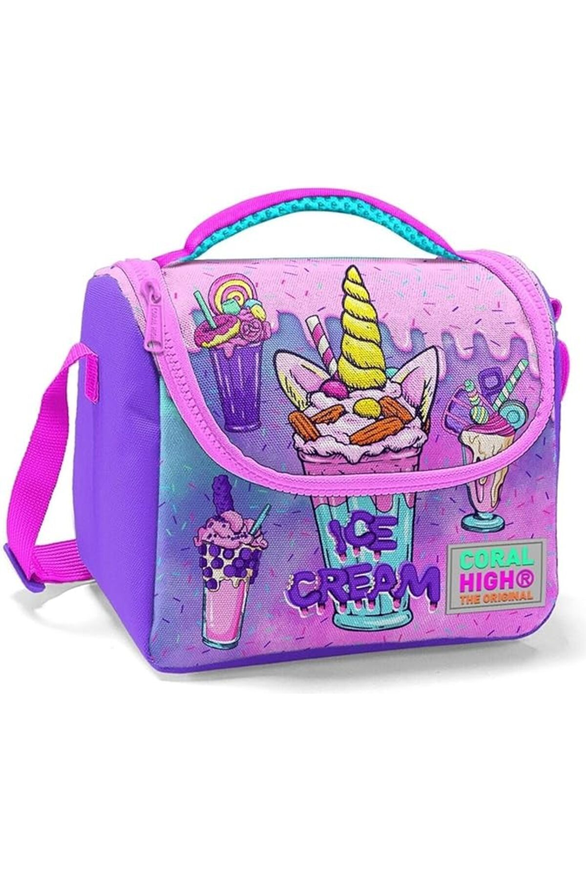 salesalbutik High Pembe Mor Dondurma Isı Yalıtımlı Beslenme Çantası - Kız Çocuk