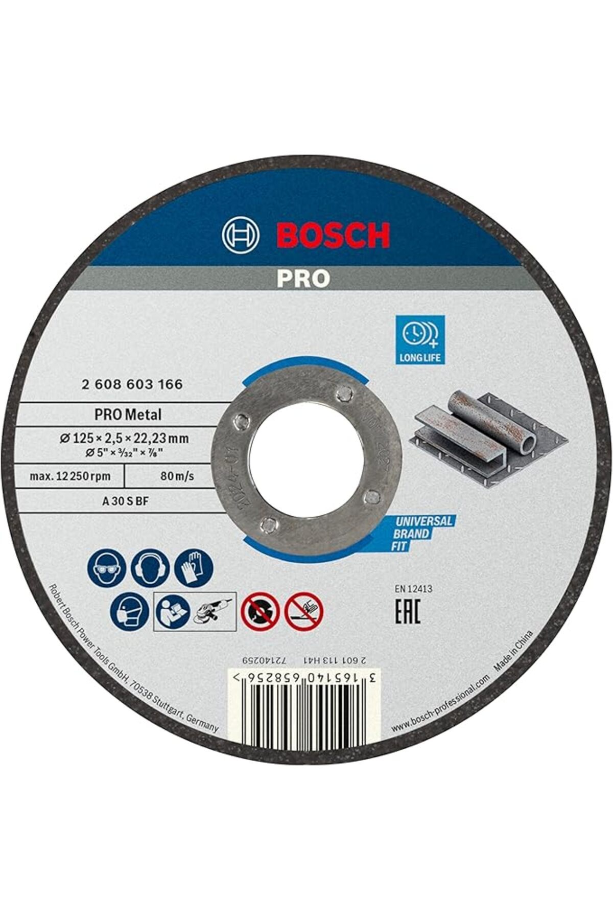 Genel Markalar - 125 * 2, 5 mm Standard Seri Düz Metal Kesme Diski (Taş), Gri, 1 Adet