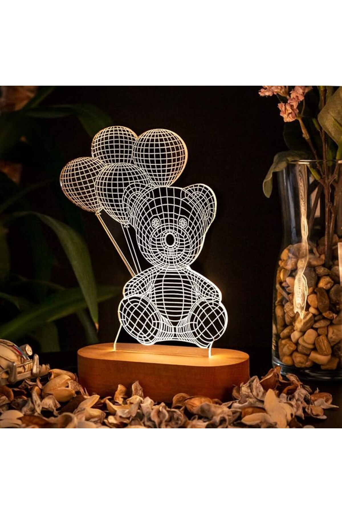 SoyluhanStore Tutan Sevimli Ayıcık 3 Boyutlu Led Lamba Usb Bağlantılı Sarı Işık