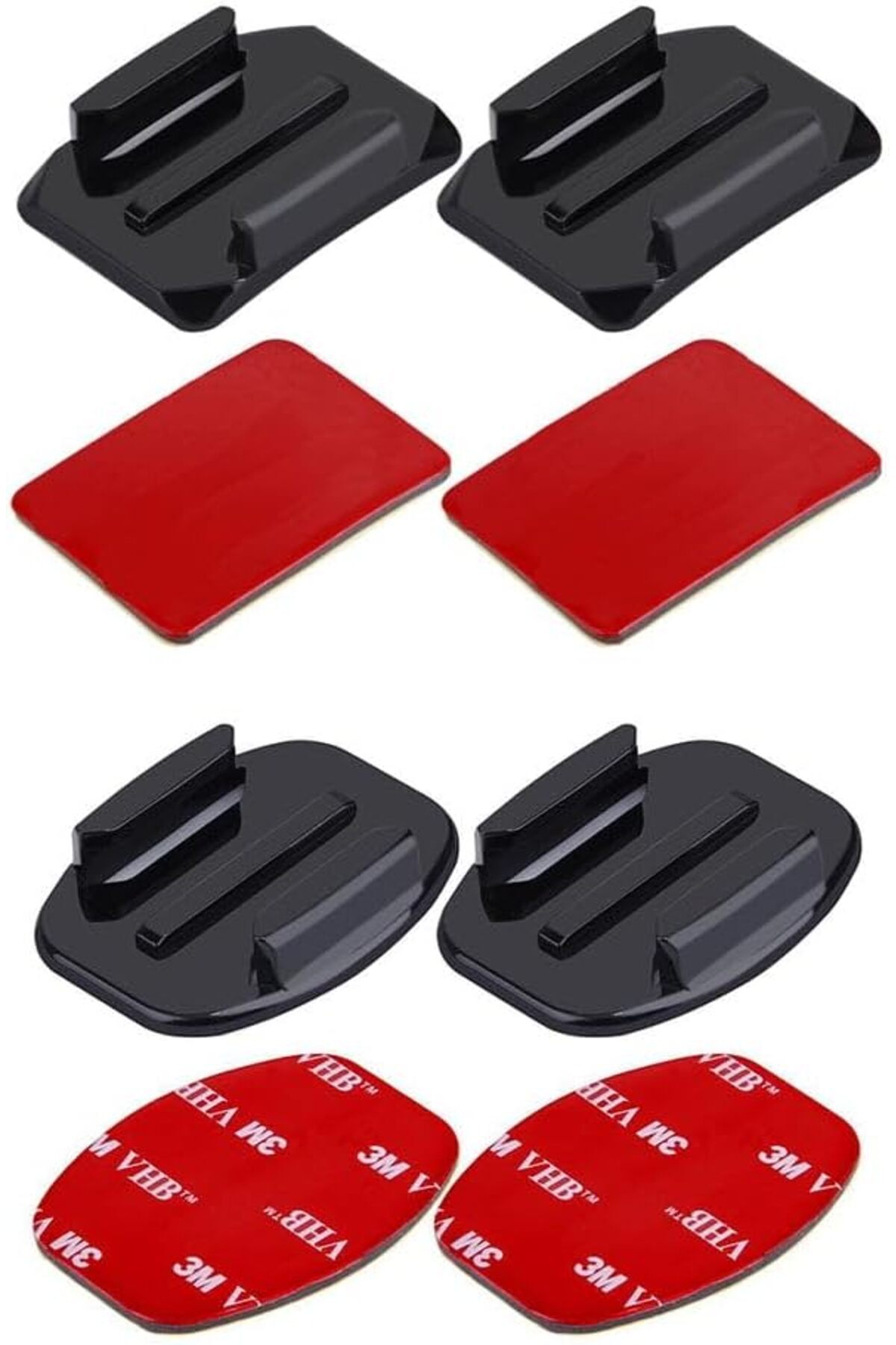 salesalbutik Aksiyon Kameralara Uyumlu 2 Adet Düz 2 Adet Oval Zemin Aparatı + 3M Yapışkan Bant