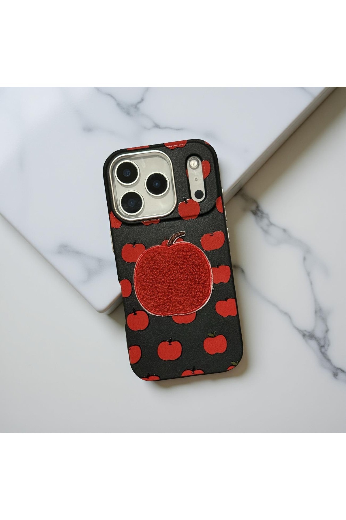 Iphone 15 Plus (6.7 inch) Compatible Embossed Patterned Leather Look Cute Case