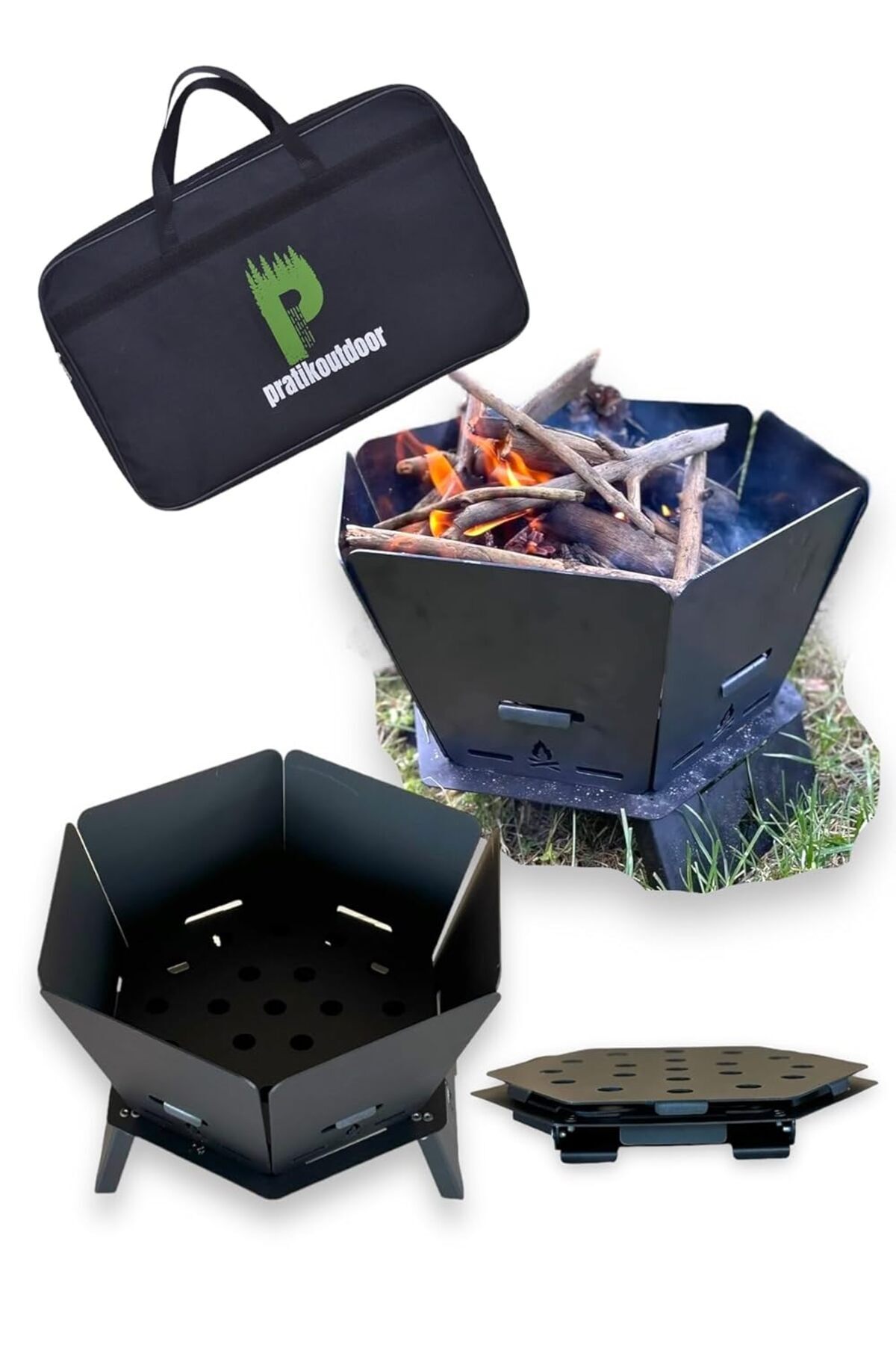 Shop a Way pratikoutdoor Sekizgen Portatif Ateş Çukuru Ve Orman Şöminesi Çantalı