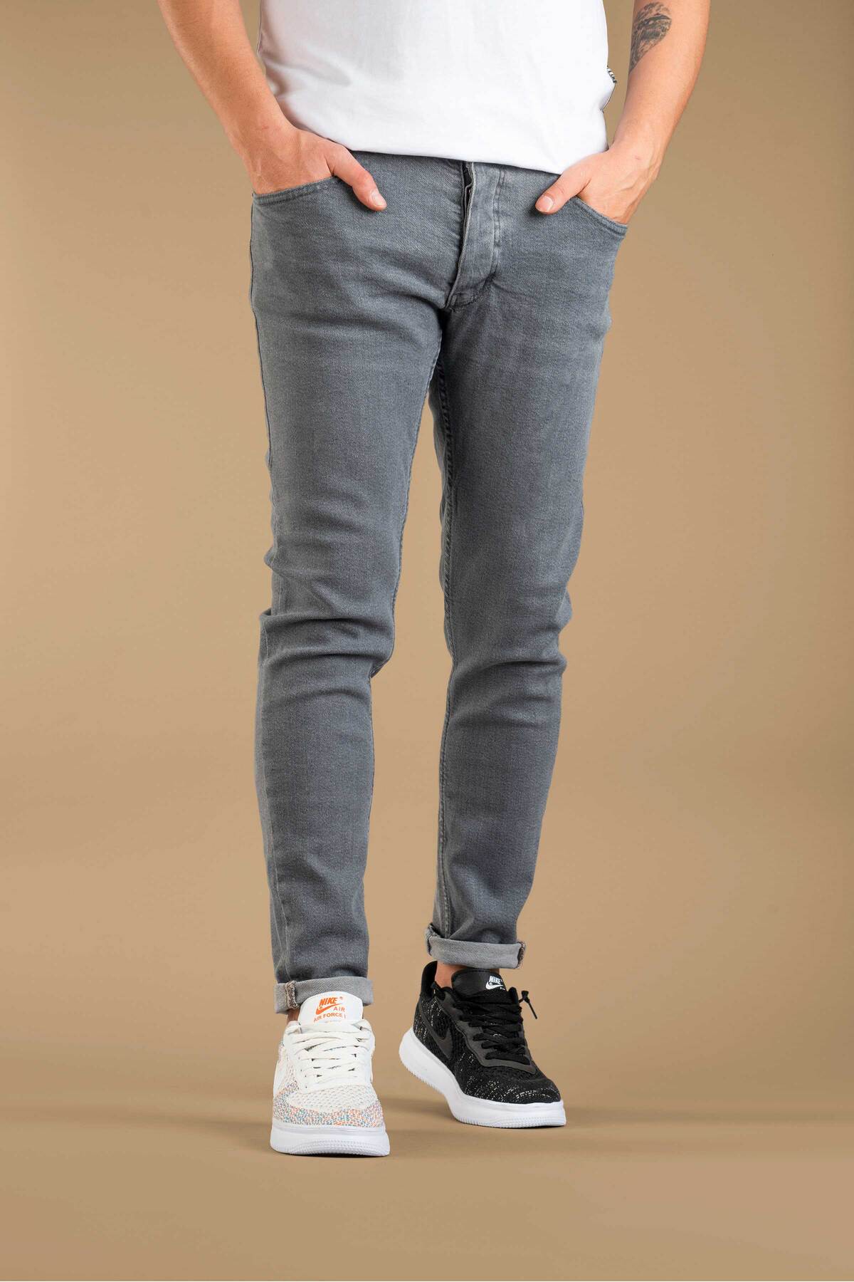 bombe  Erkek Slim Fit Dar Kesim Tırnaklı Kot Pantolon - Görsel 3