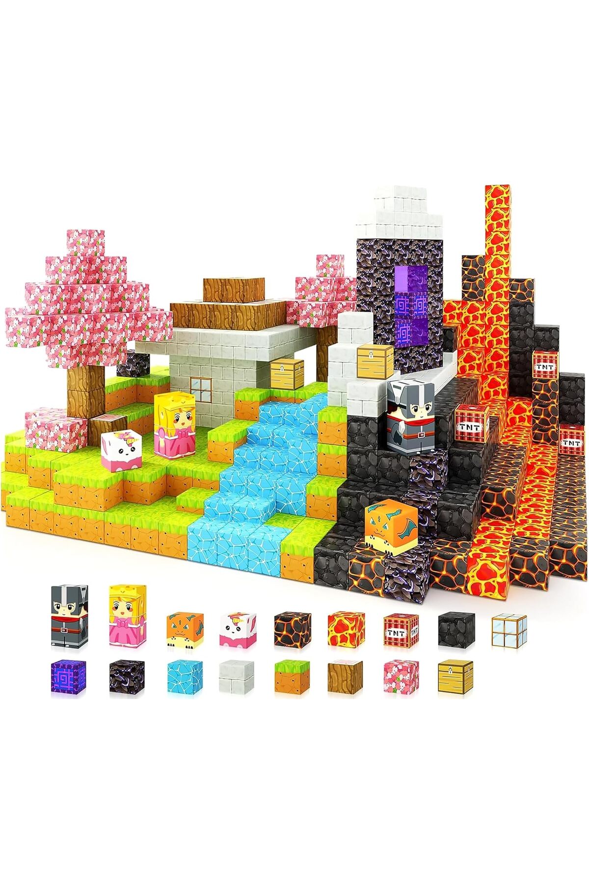 ۲۸۵ تکه بلوک‌های مغناطیسی آموزشی STEM برای کودکان بالای ۳ سال