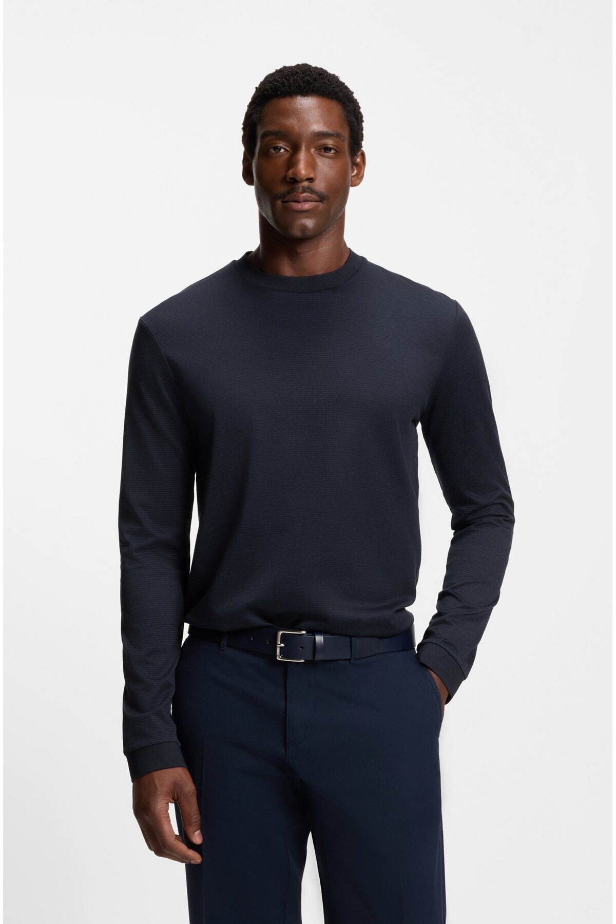 باس تی‌شرت آستین بلند مردانه یقه گرد، ۱۰۰٪ پنبه، سرمه‌ای، کد ۵۰۵۴۹۳۸۷-۴۰۵