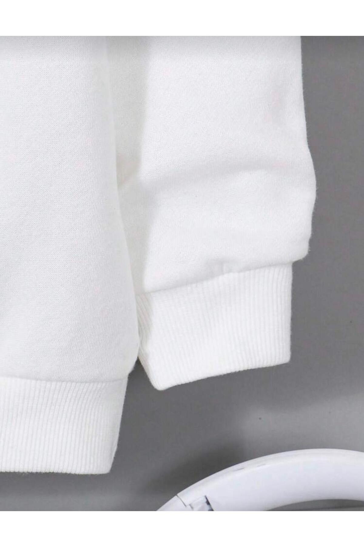 trendgar Мілано з принтом, біла кофта з капюшоном і кишенями