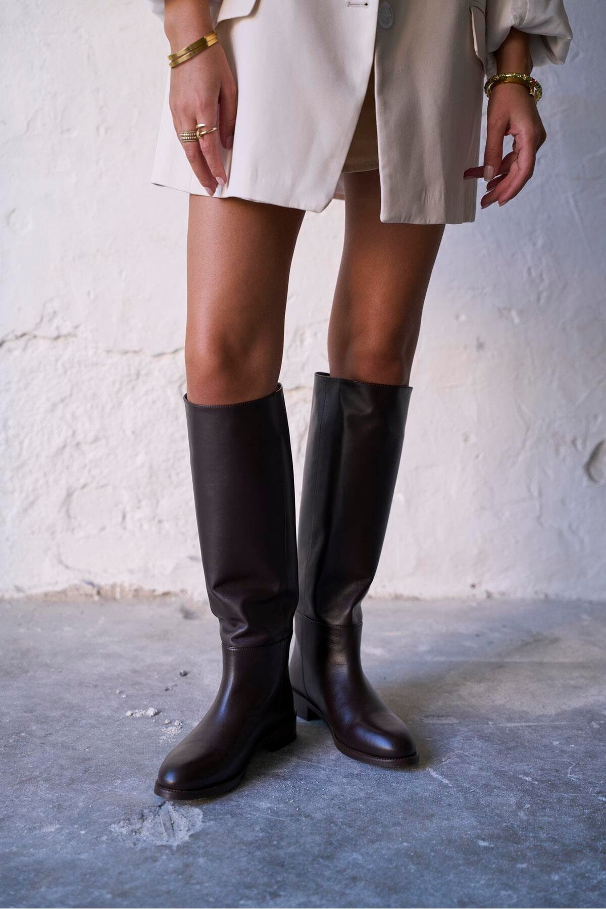 PELİN'İN AYAKKABILARI  EFECT KAHVE DERİ ÇİZME - Görsel 3