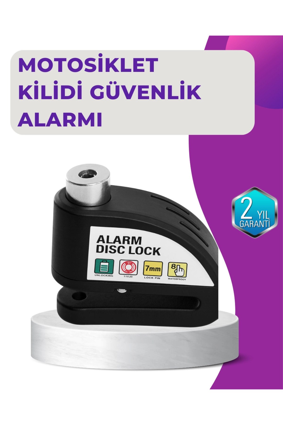 Kuzgun Ticaret BFS 110 dB Alarm Disk Kilidi Motosiklet Scooter Bisiklet Güvenlik