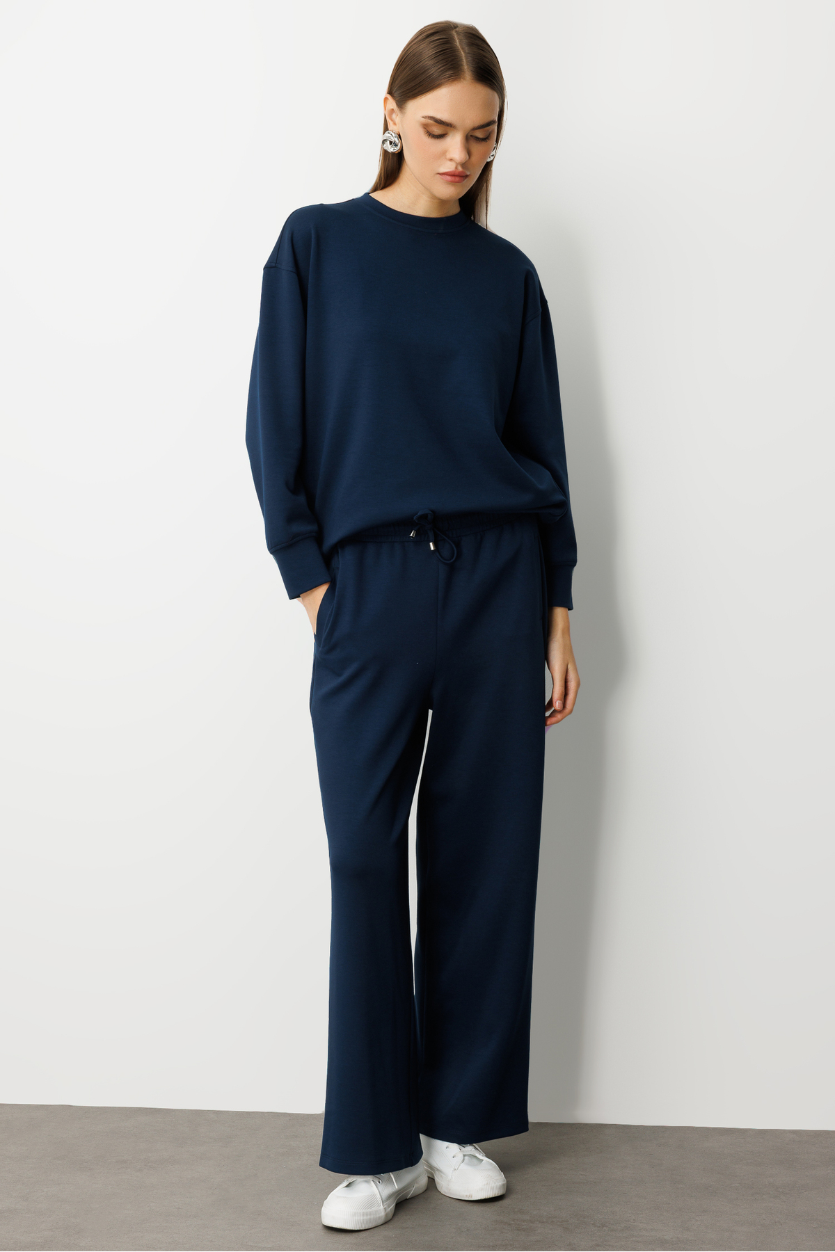 Elastic Soft Textured Indigo Blue Jogger Pants