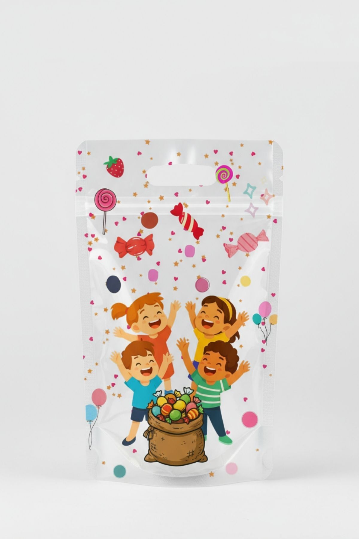 Dekals 10 Adet Dik Duran El geçmeli Kilitli Şeker Poşeti Parti Doğum Günü Doypack Hediye Poşeti