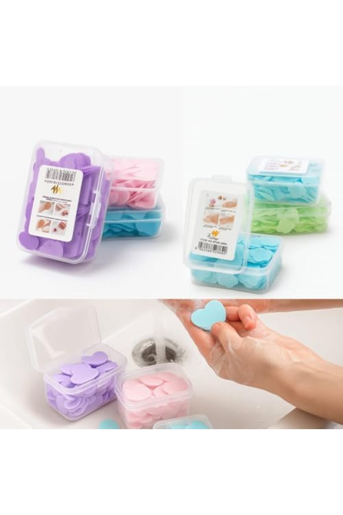 STOREMAX 3’lü Renkli Kalp Şekilli Taşınabilir El Sabunu – Hijyenik Tek Kullanımlık Sabun Kutusu 1178367