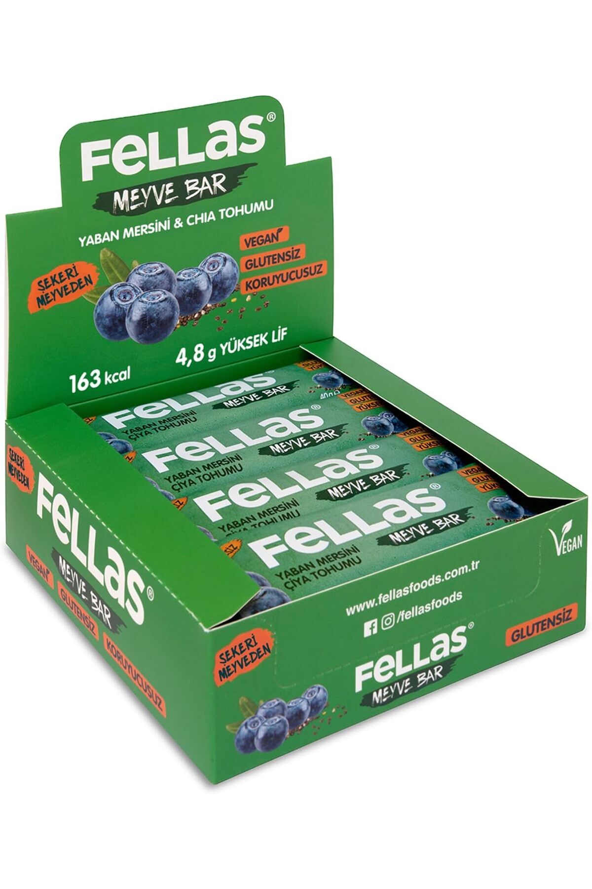 STOREMAX Fellas Meyve Bar, Chialı ve Yaban Mersinli, 40gr x 12 Adet 1175735
