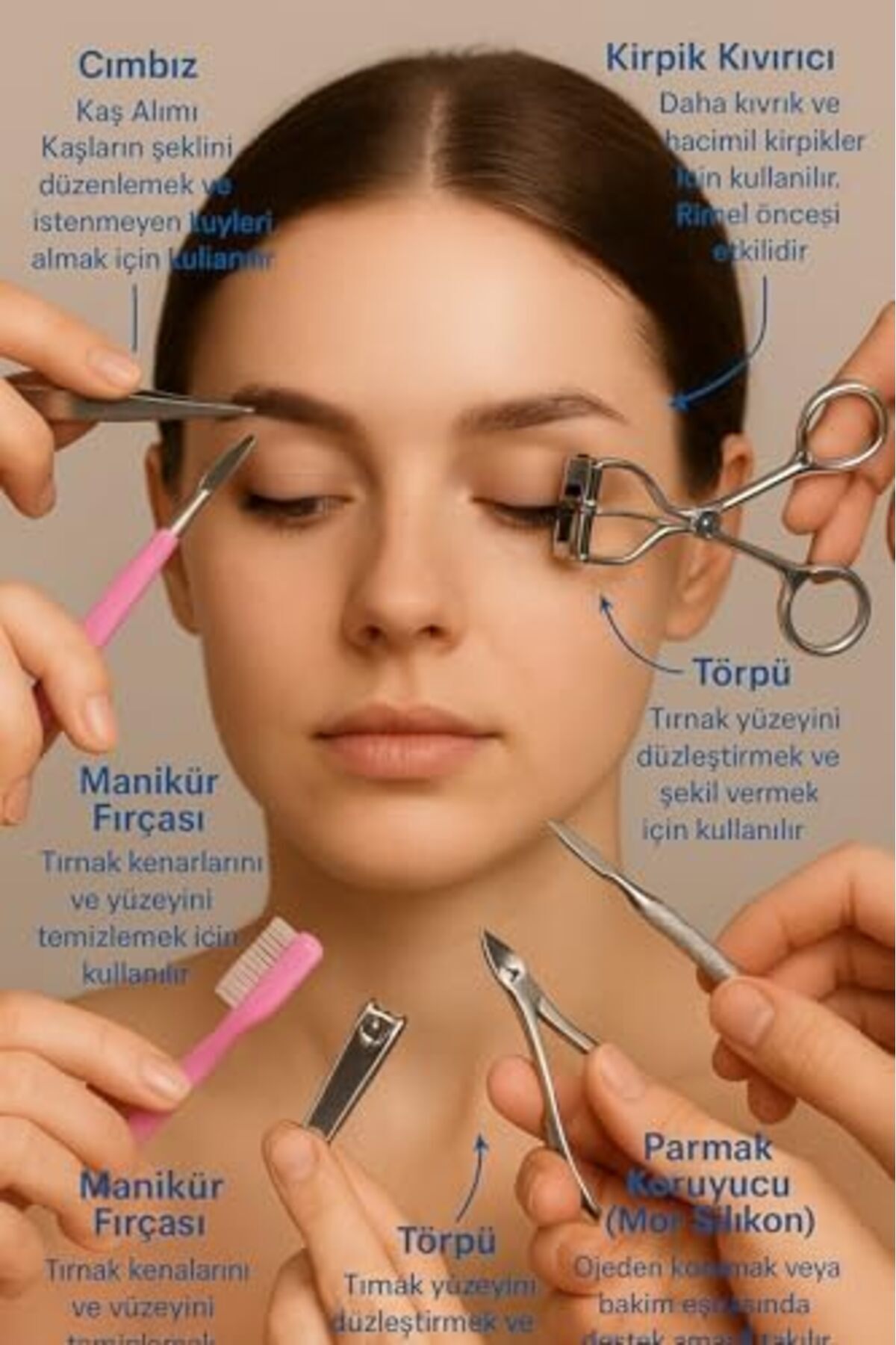 STOREMAX MTA HIGH-TECH 11 Parça Kaş, Kirpik ve Yüz Bakım Seti – Cımbız, Tırnak Makası, Kirpik Kıvırıcı, Kaş F