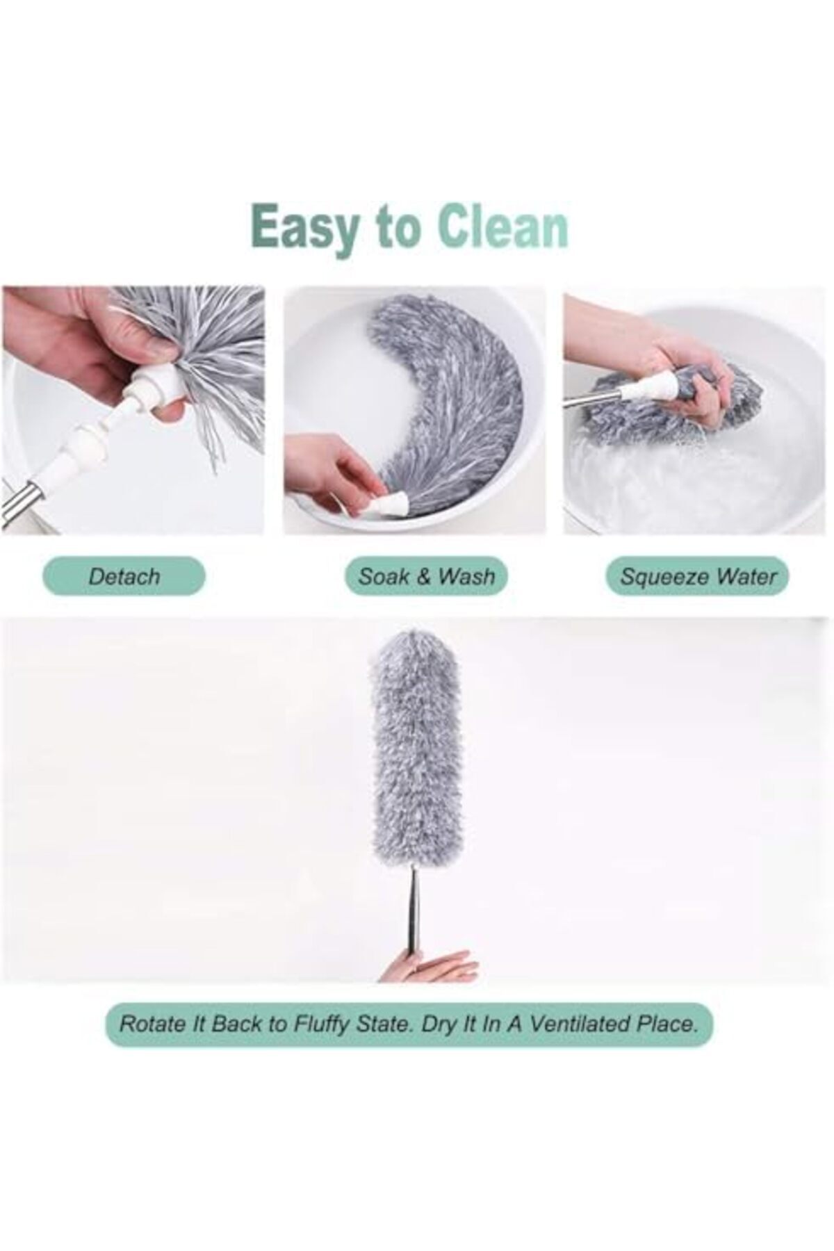 STOREMAX Lvn Uzatılabilir Mikrofiber Silgi, Ekstra Uzun 100 inç Teleskopik Kutup ve Bükülebilir Başlıklı Tüy