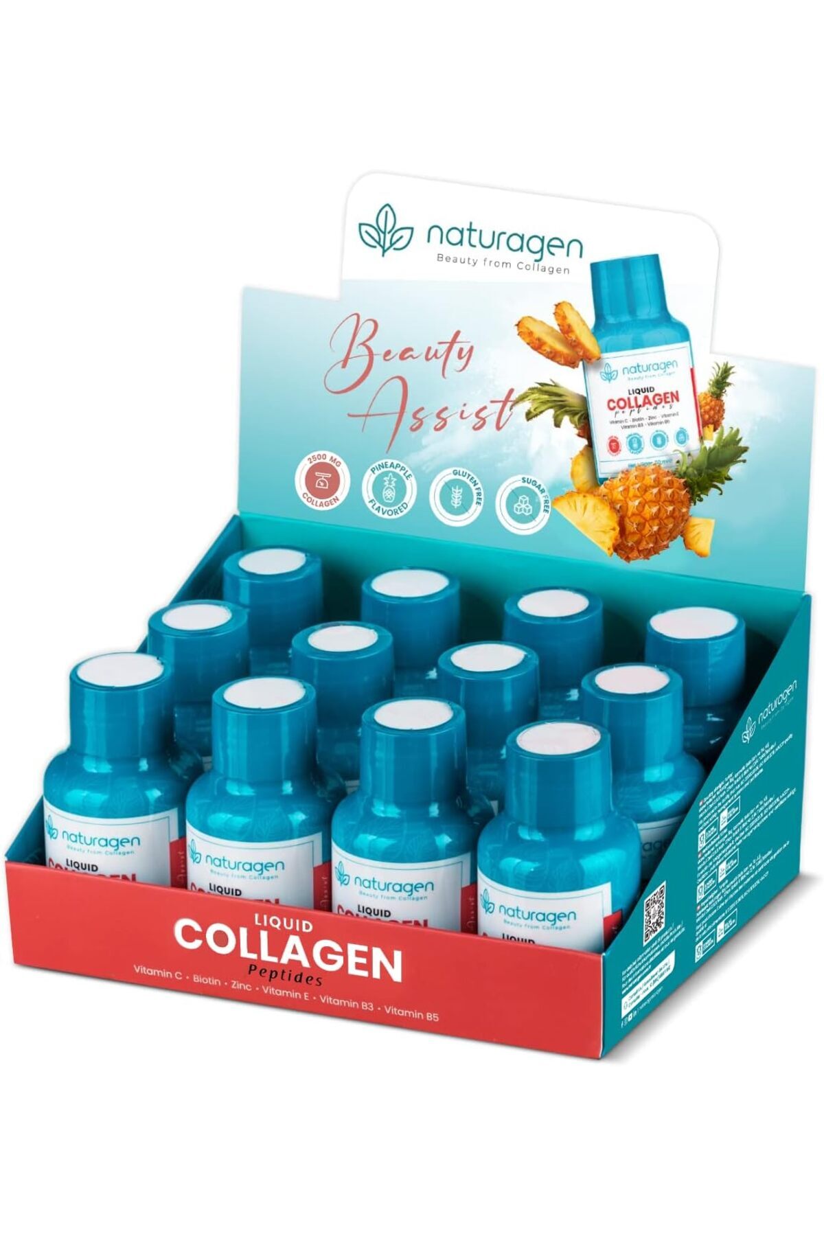 STOREMAX Naturagen Sıvı kolajen peptit atışları – 12 x 60 ml – 2500 mg hidrolize kolajen – 12 günlük kullanım