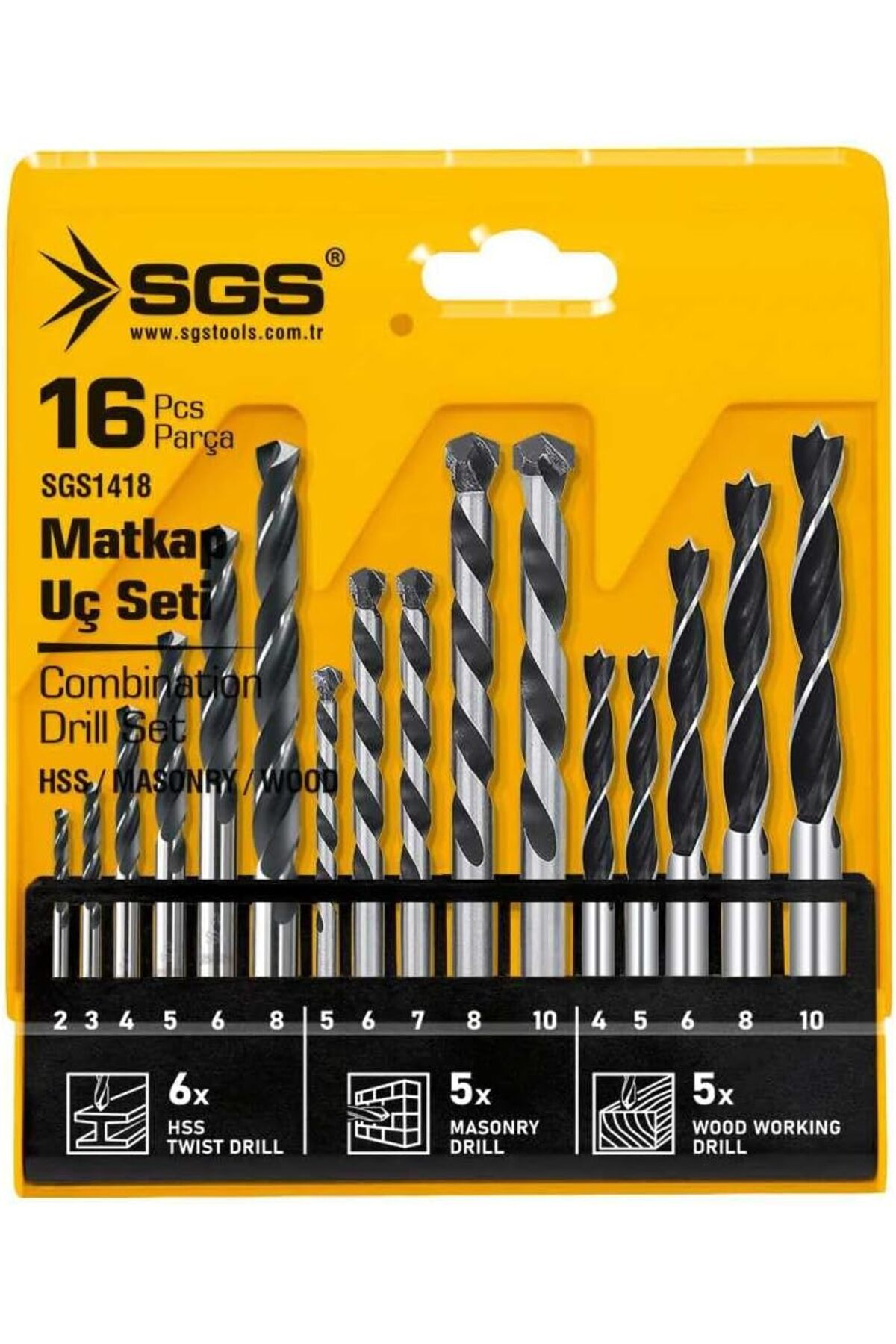 STOREMAX 16 Parça Ahşap, Metal ve Matkap Ucu Seti, Profesyonel Delme Takımı, Model SGS1418 1174223