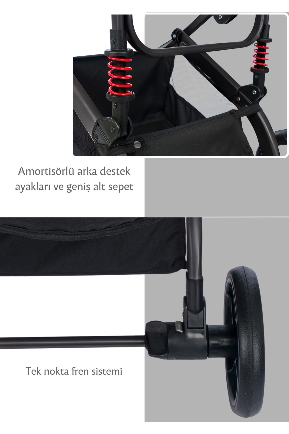 BEBEGOLD Truva Travel Sistem Bebek Arabası Full Black fotoğrafı 6 (önizleme)