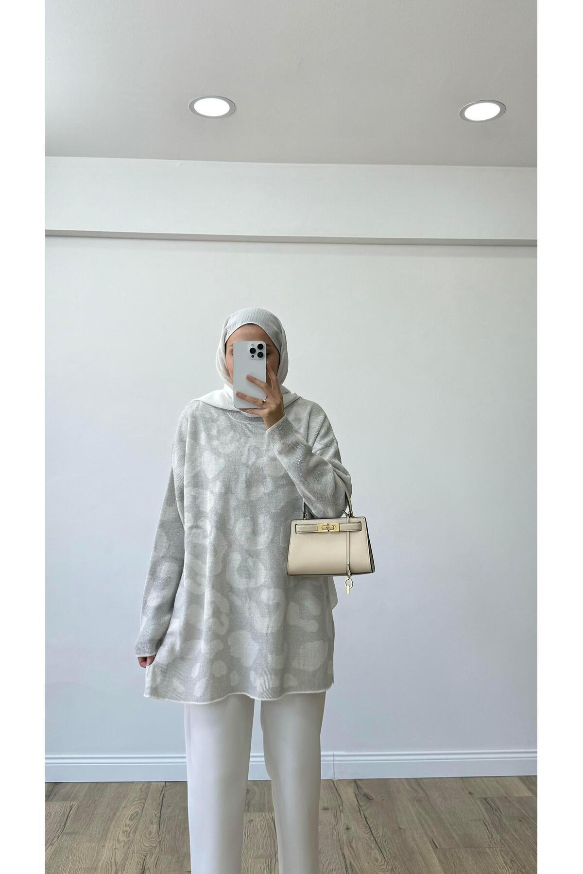 silanbutikco Leopar desen soğuk iplik merserize ince premium tunik