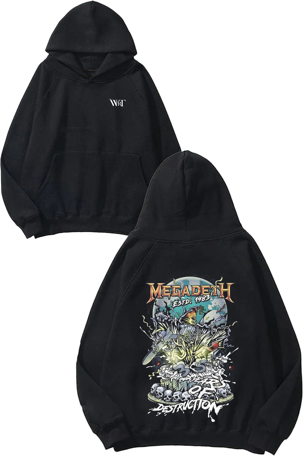 THEWERT Megadeth 4 Design Back Printed Black Hooded Sweatshirt