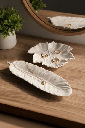 CYMZ HOME Where Heart Meets Handmade 2'li Yaprak Set, Yaprak Dekoratif Tabak,...