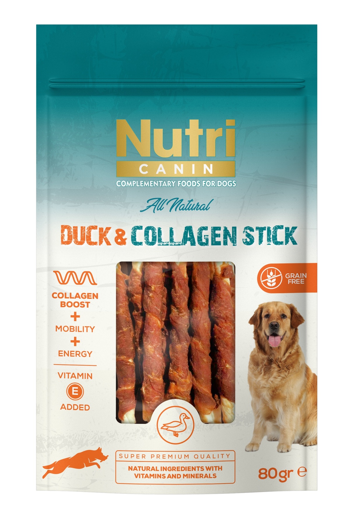 Ördek Eti Sargılı Kolajen Çubuk Tahılsız Köpek Et Ödülü 80 Gr.