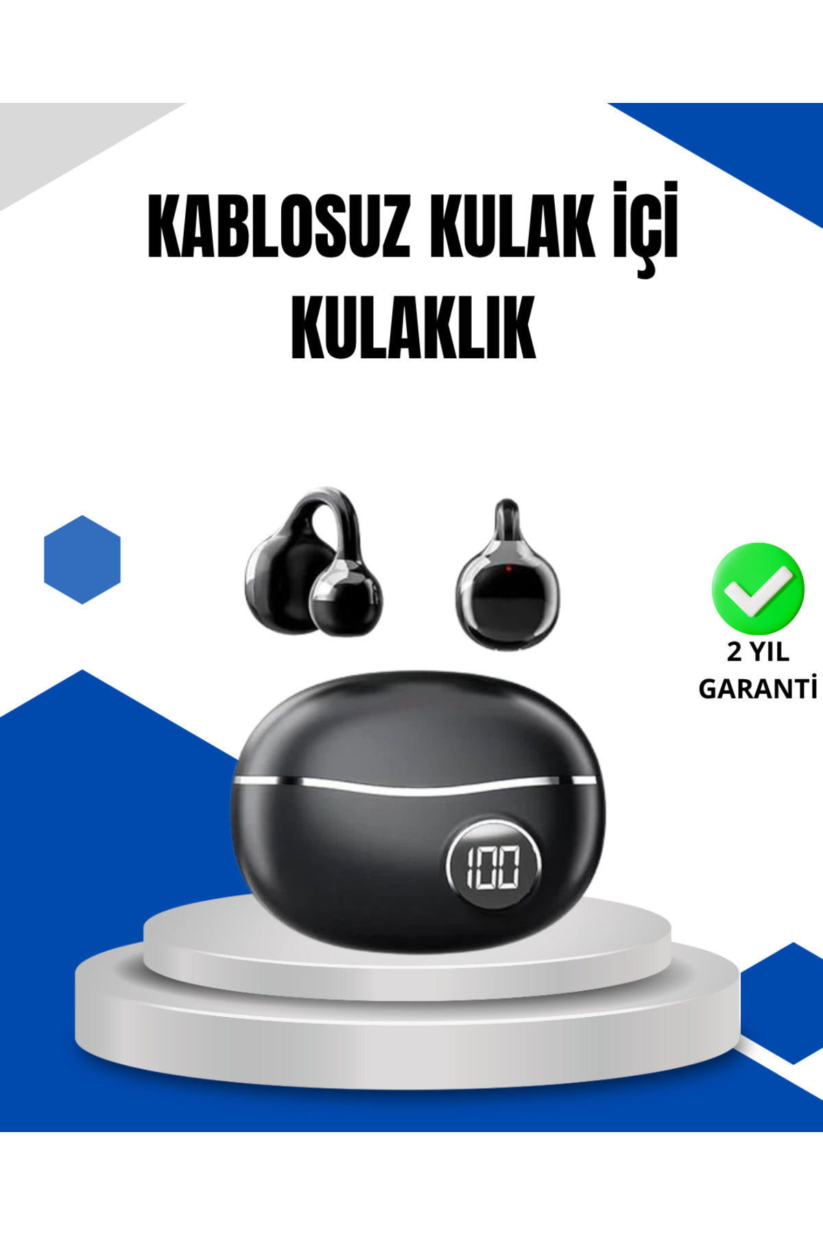 TECHNO STYLISH Bluetooth 5.4 Wireless Headset – Open Ear Safe Design and Fast Charging Feature