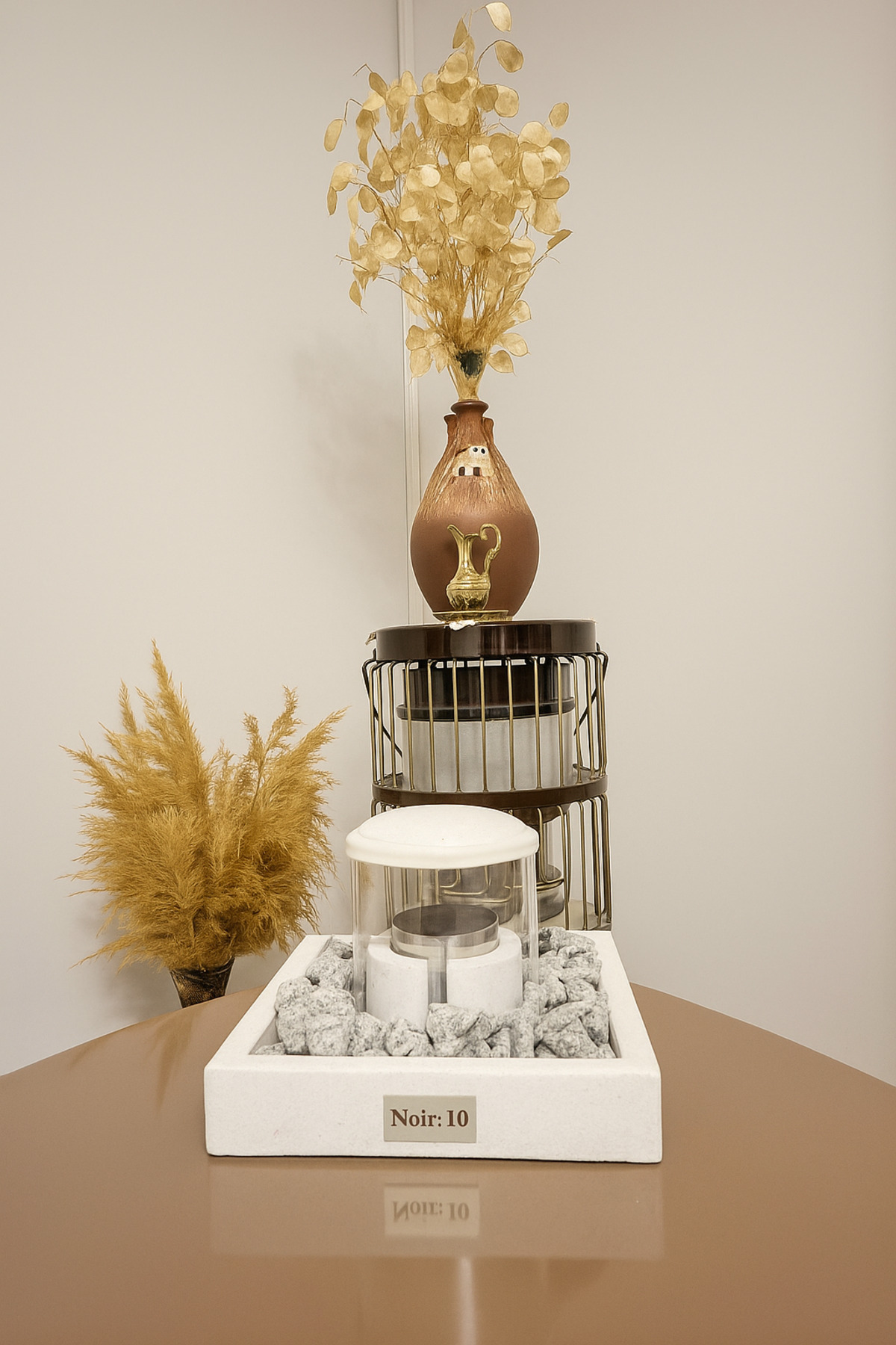 NOİR:10 Granit Desenli Kare Camlı Masaüstü Şömine – Bioethanol Yakıtlı, Dumansız, Dekoratif Isıtıcı