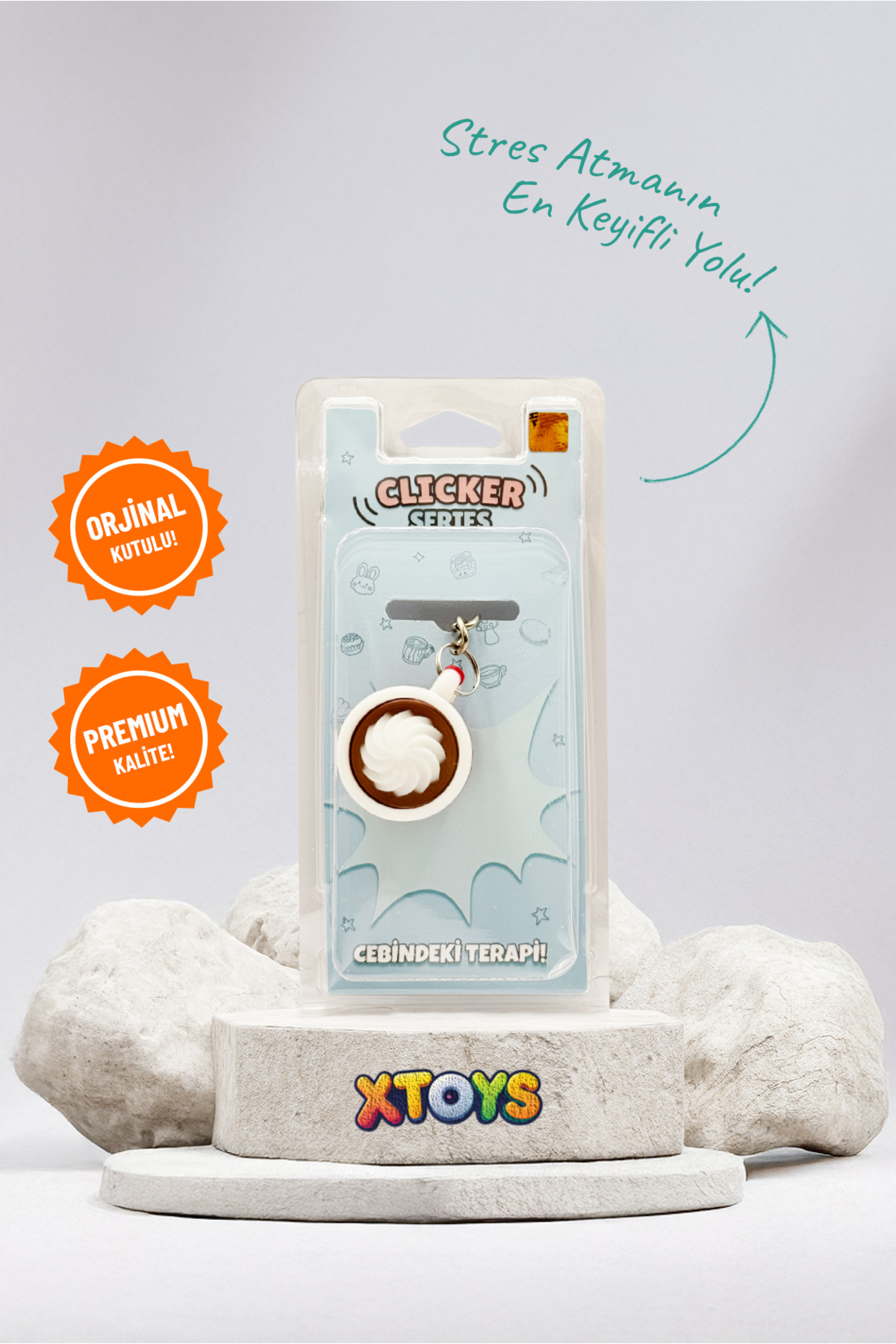 Xtoys CupClack Kahve Kupası Anahtarlık, Çanta Charmı ve Konsept Doğum Günü Hediye Oyuncak (Kırmızı-Beyaz) fotoğrafı 2 (önizleme)