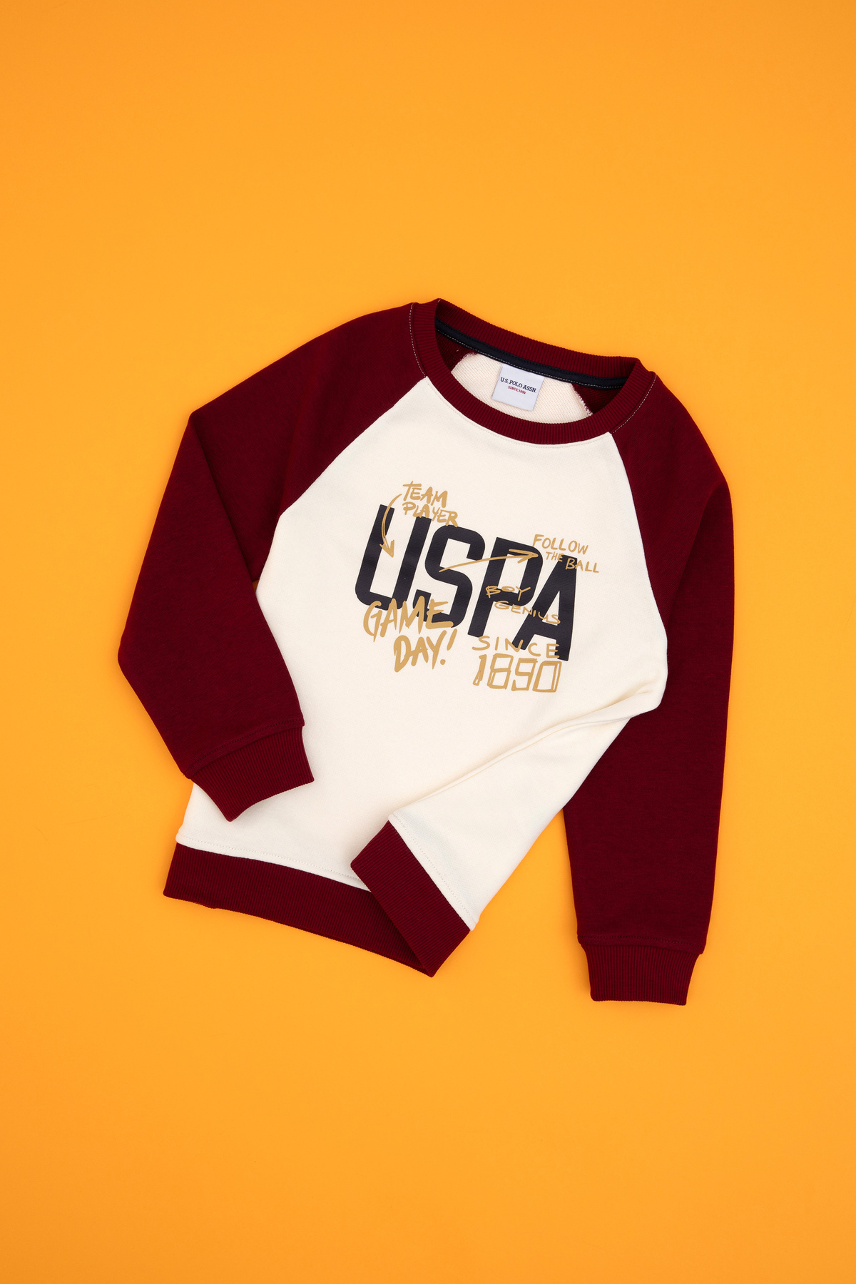 سویشرت یقه گرد پسرانه زرشکی یو اس پولو کد :(50316542-VR014) U.S. Polo Assn.