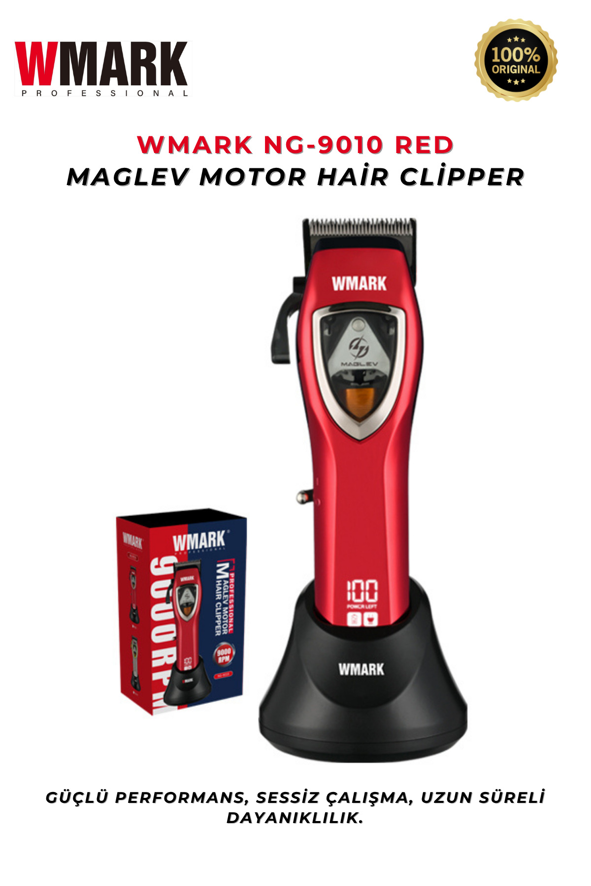 WMARK W-MAGLEV MOTOR バリカン Wmark Maglev Motor Rechargeable Hair Clipper (Red) Saç Ve Sakal