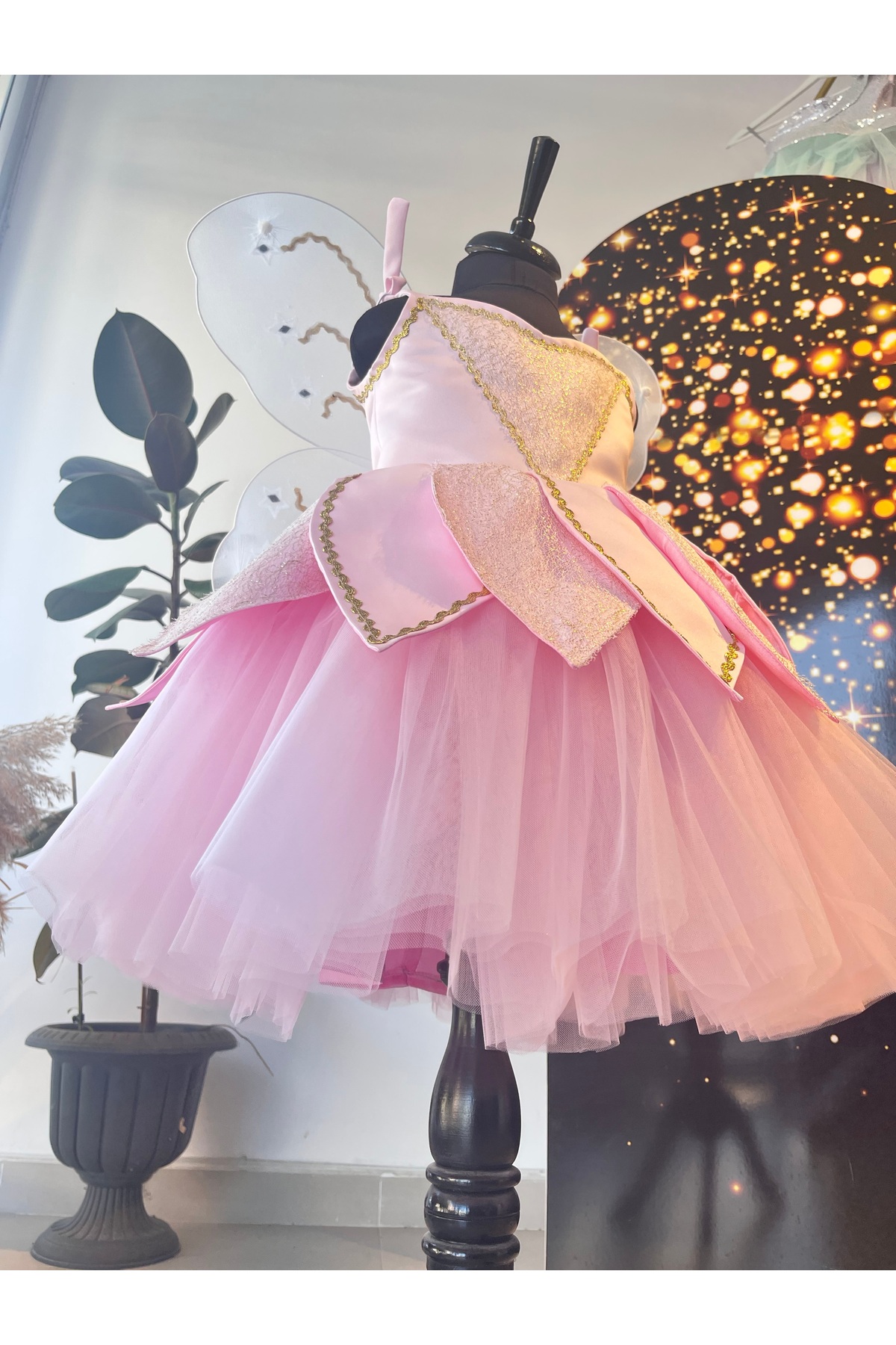 strapless open back dress Kids little girls Ballerina Princess Bow Tutu Dress