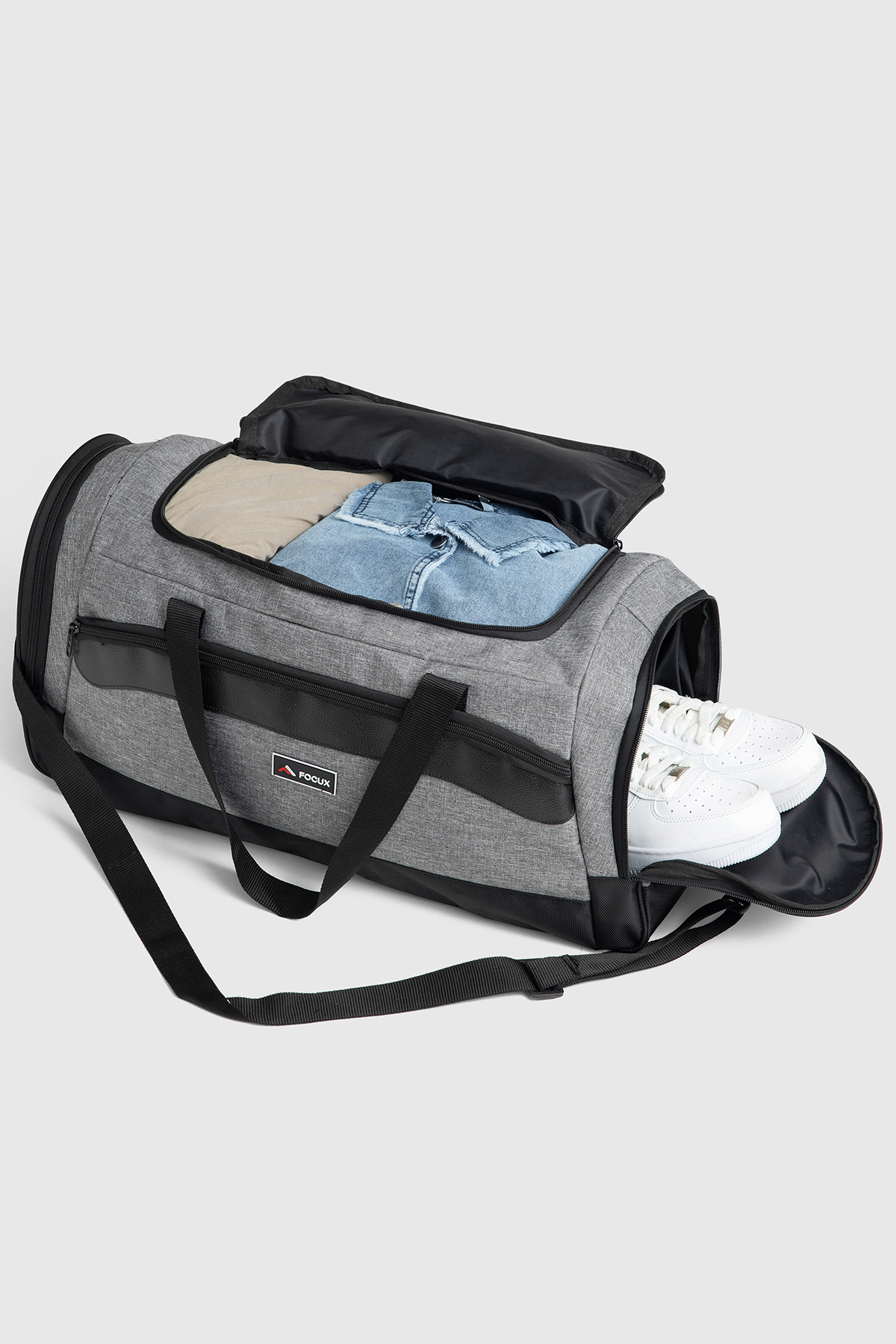Fiyaka  Nil-12 SPOR ÇANTASI AYAKKABI BÖLMELİ SEYAHAT ÇANTASI EL VALİZİ GYM SPOR SALONU GRİ - Görsel 5
