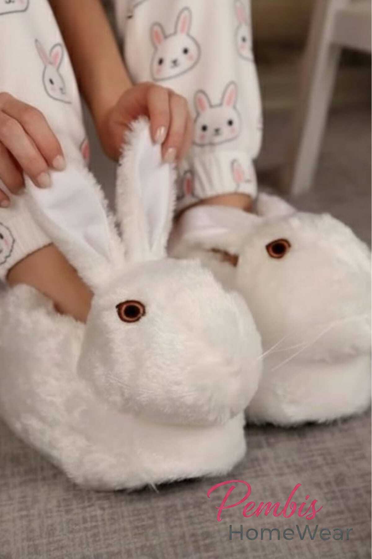 PEMBİŞ HOMEWEAR Kadın Beyaz Panduf Terlik