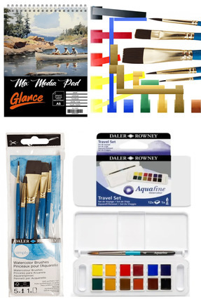 GLANCE A5 200 GR SPR Mix Media Pad 20 YP Daler Rowney Aquafine Sulu Boya Seti...