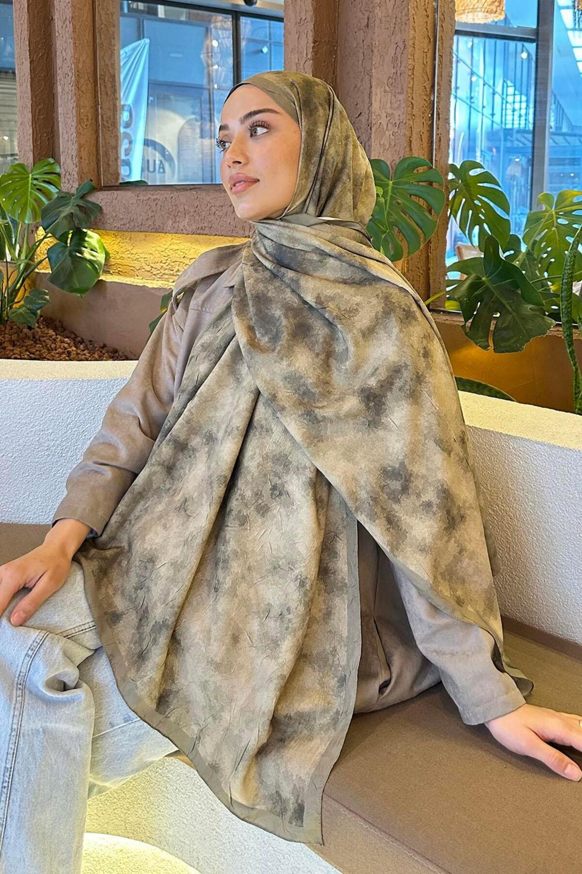 Lamelif  Bulut Desen Bambu Şal Mint Yeşili - Görsel 4