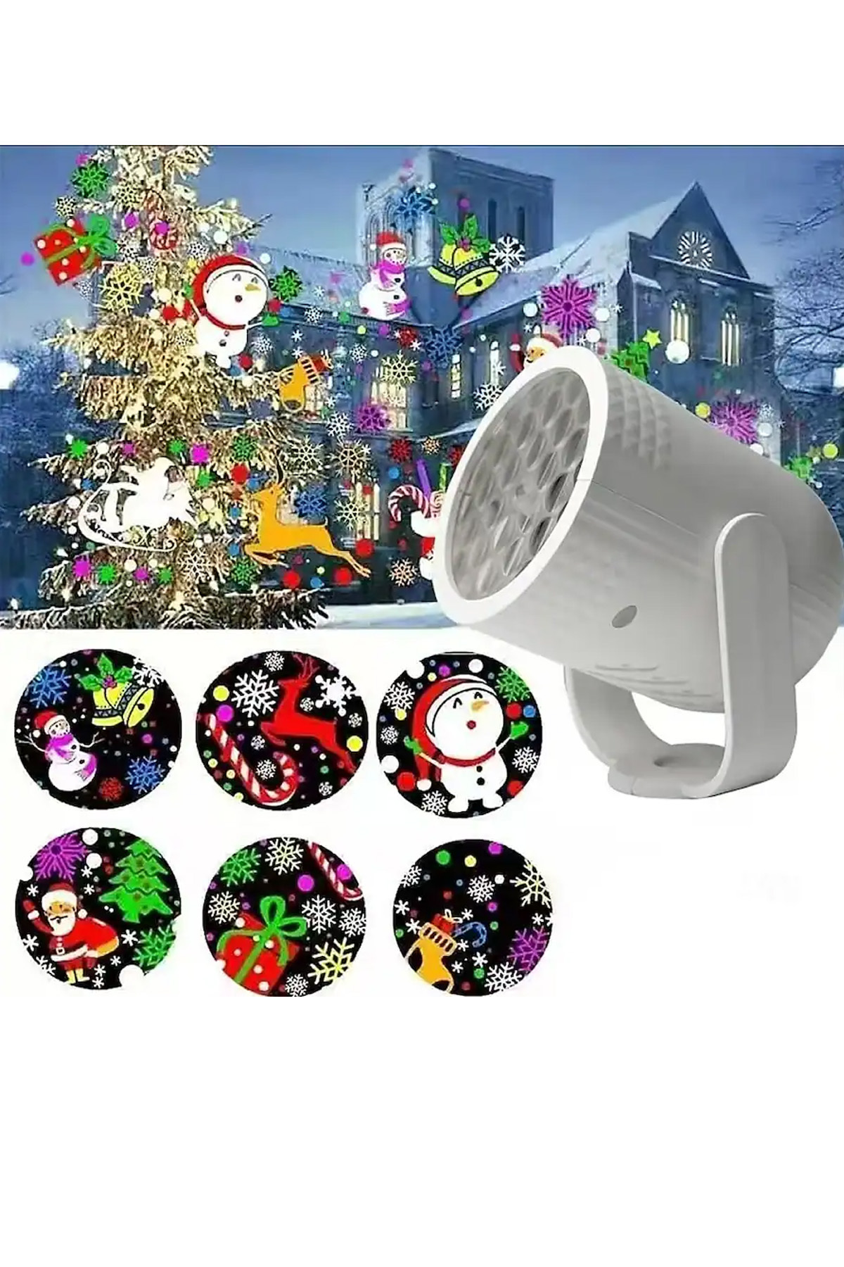 EXENAR Çocuklar İçin Yılbaşı Figürlü Projeksiyon Gece Lambası LED Noel Projektör fotoğrafı 2 (önizleme)