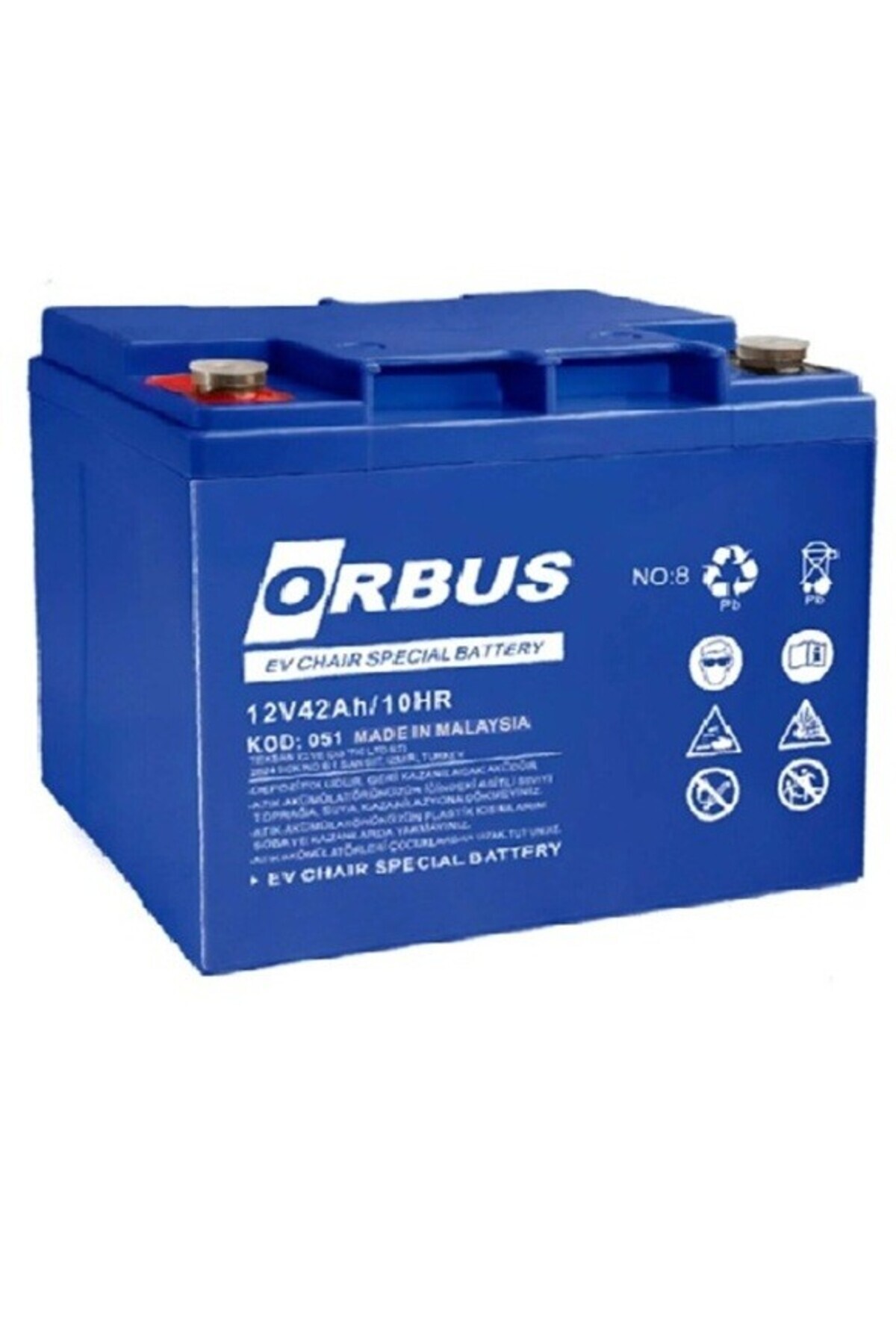 ORBUS 12V 42 AH ENGELLİ ARAÇ AKÜSÜ EBATLAR: 197x165x175mm