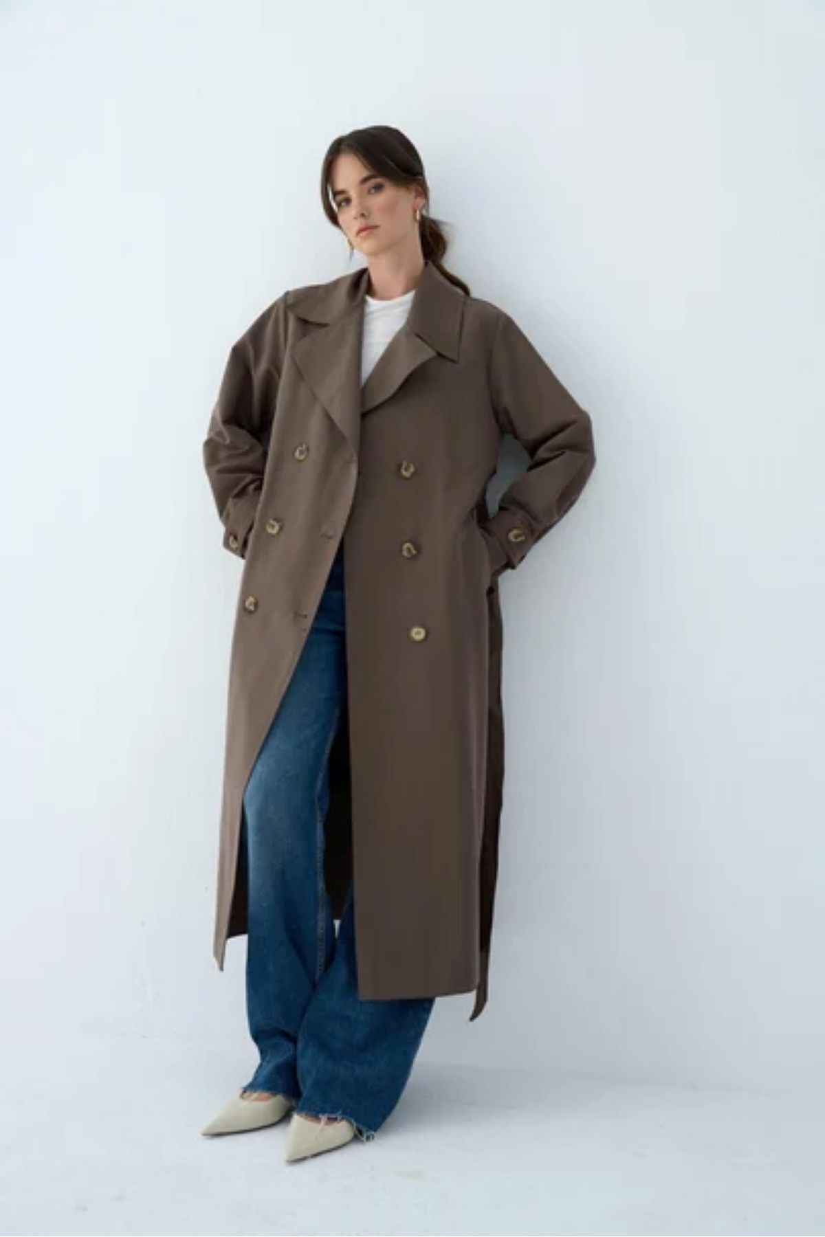 Gülşah collection Arka Pile Detaylı Trençkot - Haki